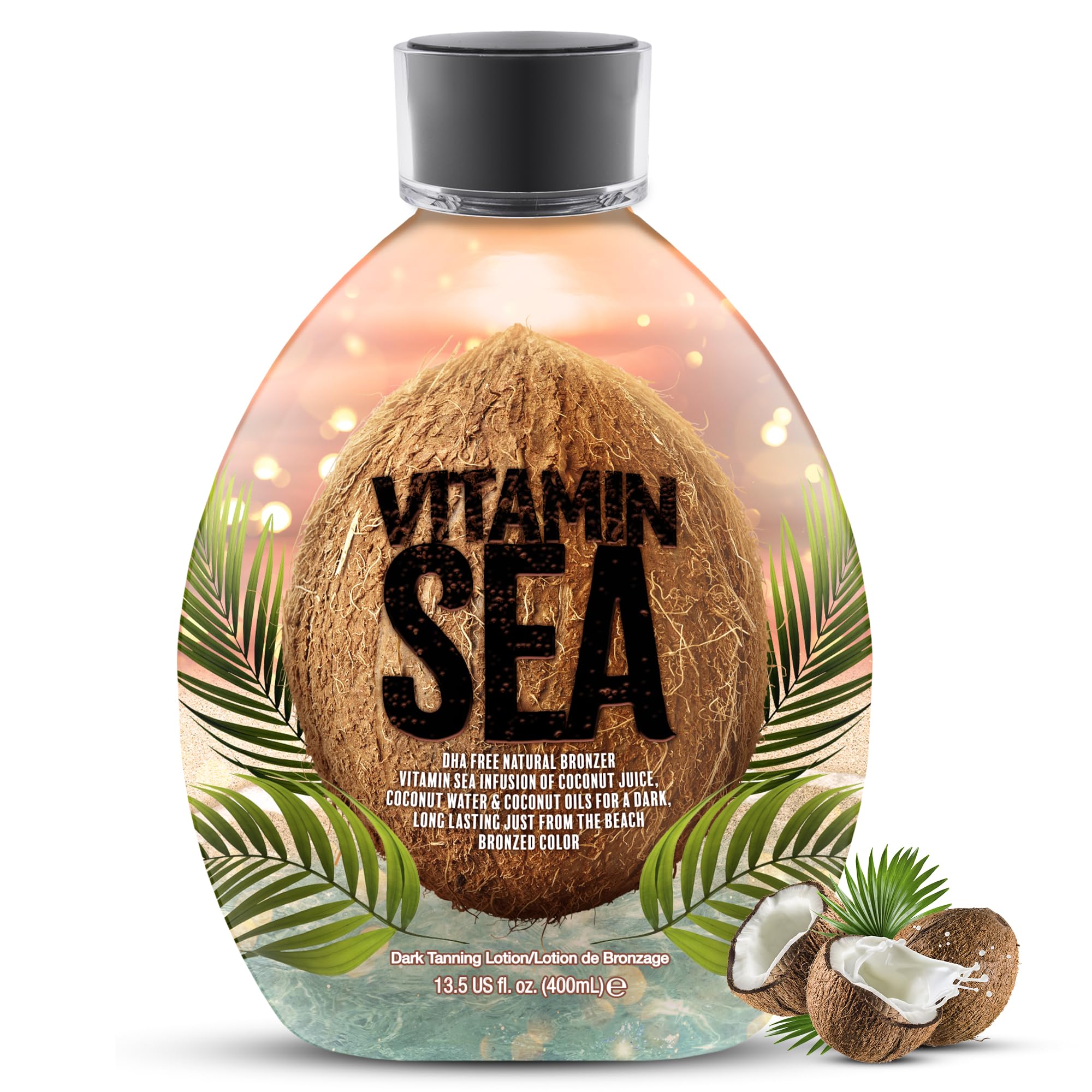 Vitamin Sea Natural Bronzer Tanning Lotion with Coconut Oil, DHA-Free for Sensitive Skin, Streak-Free Bronzing Accelerator 13.5oz - Safe for Indoor Tanning Beds - Image 8