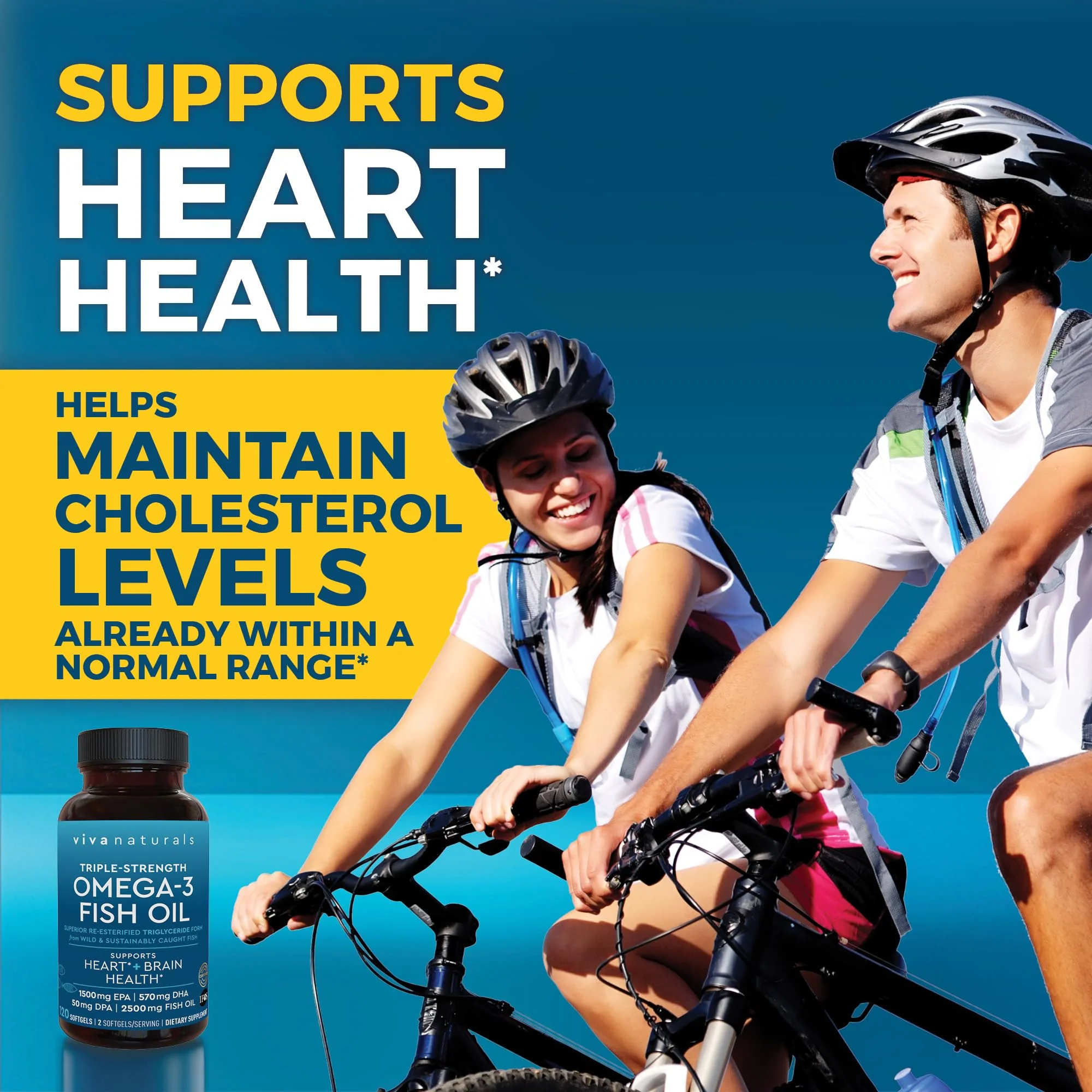 Viva Naturals Omega 3 Fish Oil Supplement for Women and Men - 2500 mg Triple Strength Fish Oil Pills with Re-Esterified Omega 3 Fatty Acids Including EPA, DHA DPA - 120 Pescatarian-Friendly Softgels - Image 5