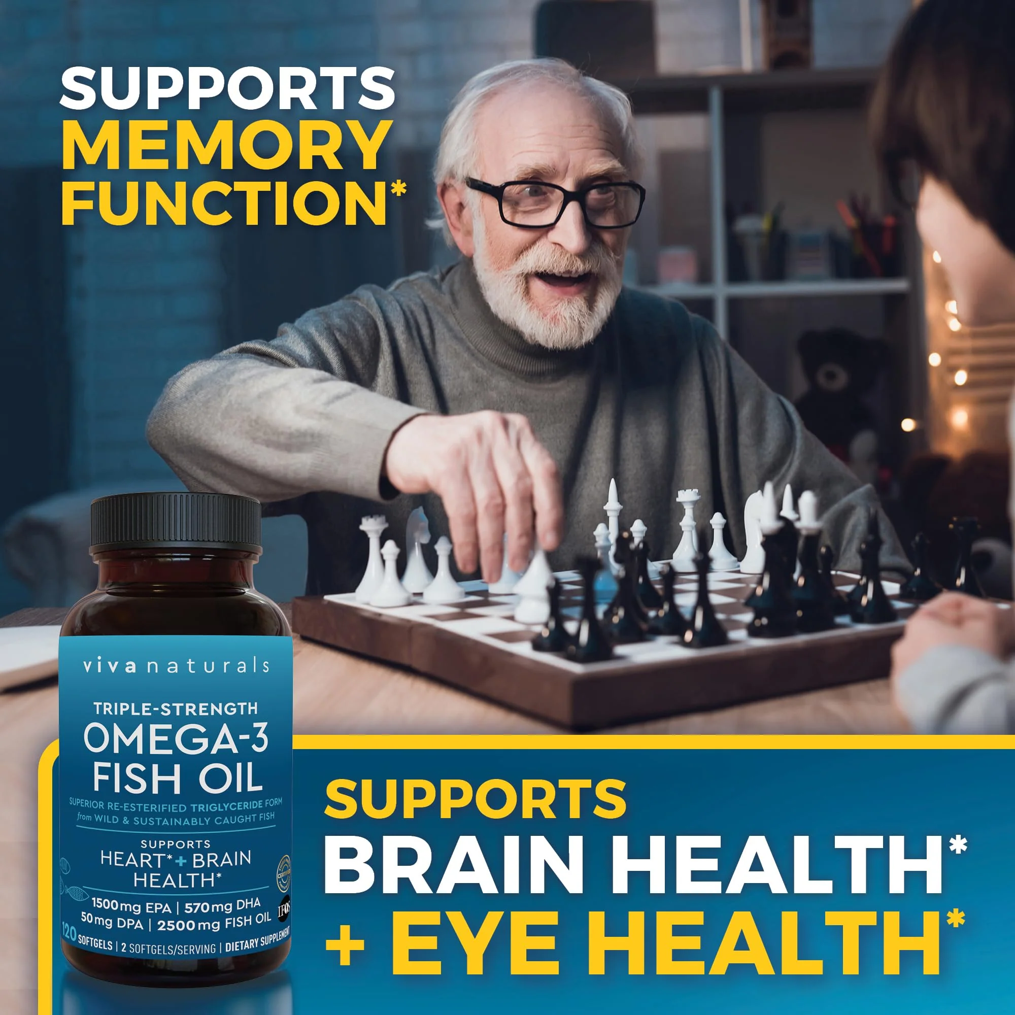 Viva Naturals Omega 3 Fish Oil Supplement for Women and Men - 2500 mg Triple Strength Fish Oil Pills with Re-Esterified Omega 3 Fatty Acids Including EPA, DHA DPA - 120 Pescatarian-Friendly Softgels - Image 6