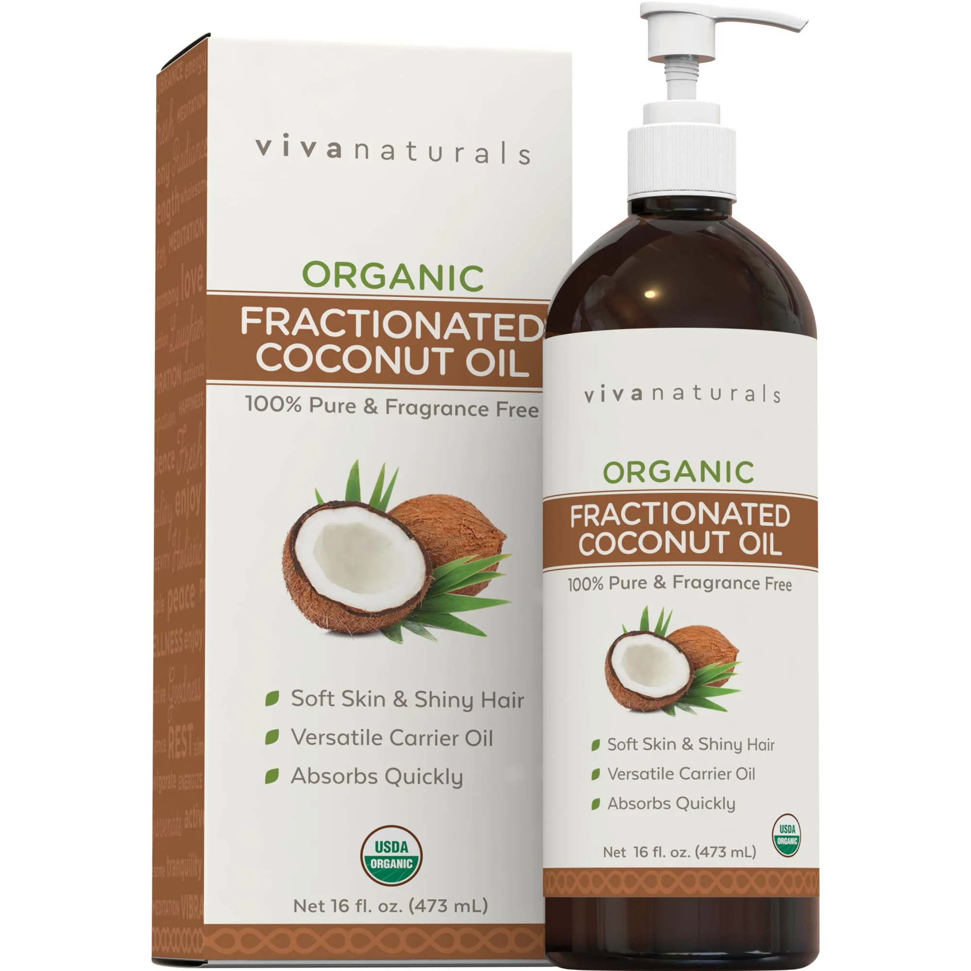Viva Naturals Organic Fractionated Coconut Oil, 16 fl oz – Skin & Hair Moisturizer, Massage Oil, Carrier Oil for Essential Oils - Image 2