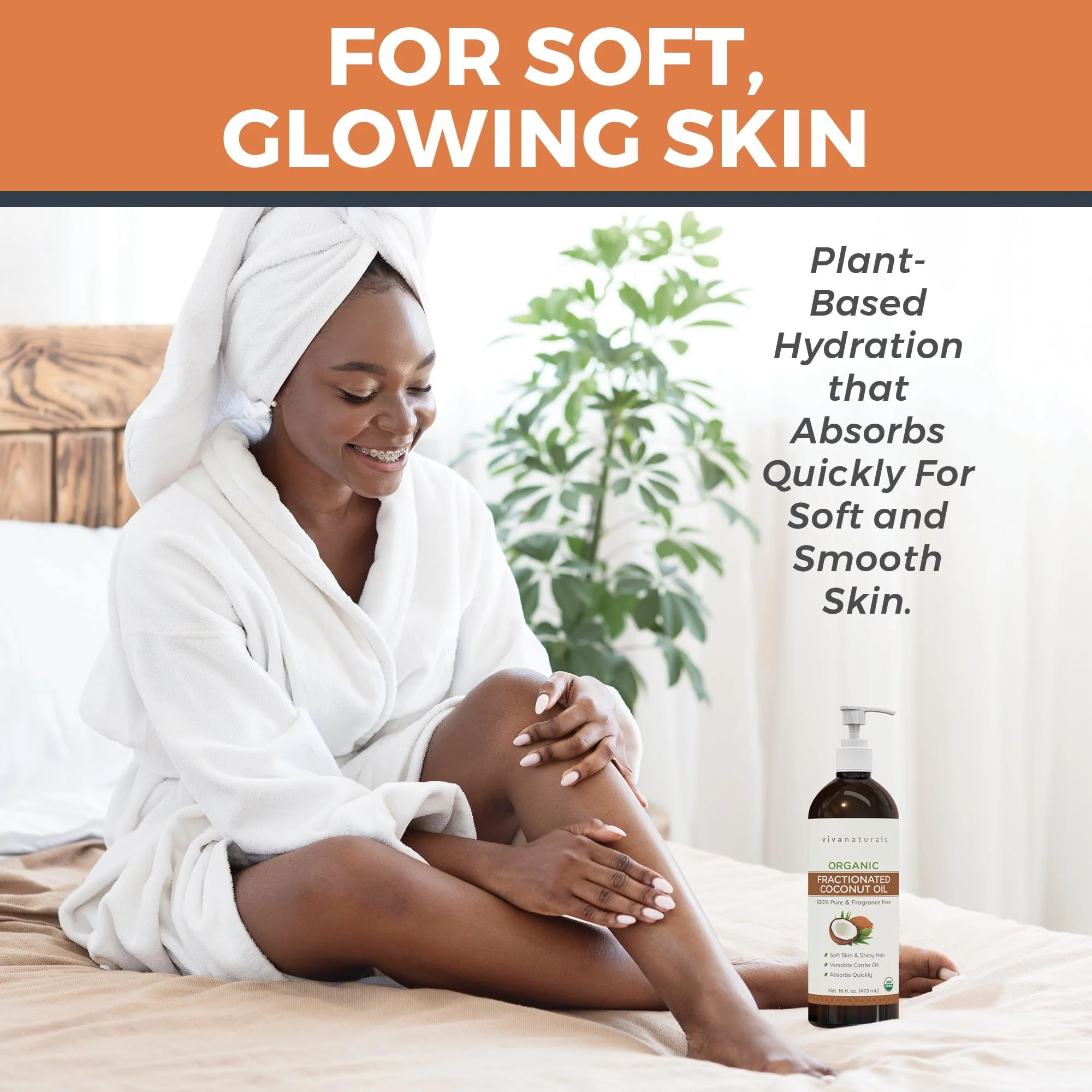 Viva Naturals Organic Fractionated Coconut Oil, 16 fl oz – Skin & Hair Moisturizer, Massage Oil, Carrier Oil for Essential Oils - Image 6