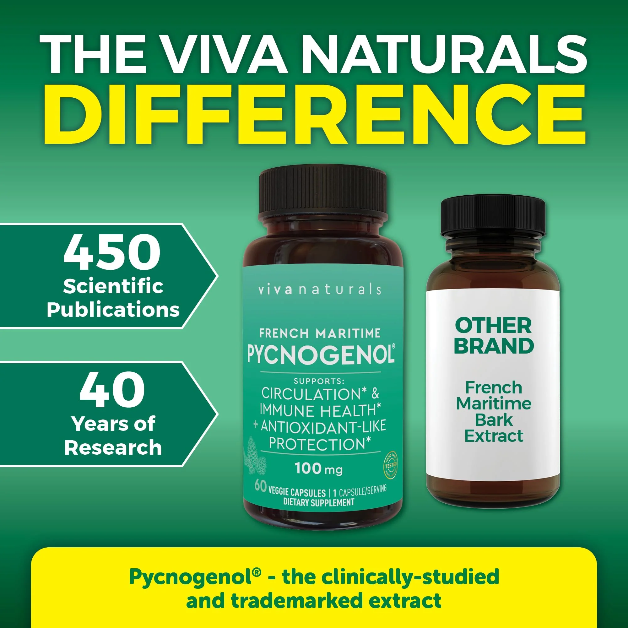 Viva Naturals Pycnogenol - 100mg French Maritime Pine Bark Extract – Supports Circulation, Antioxidant-Like Activity, Joints & Immune Health and Function – 60 Veggie Capsules - Image 5