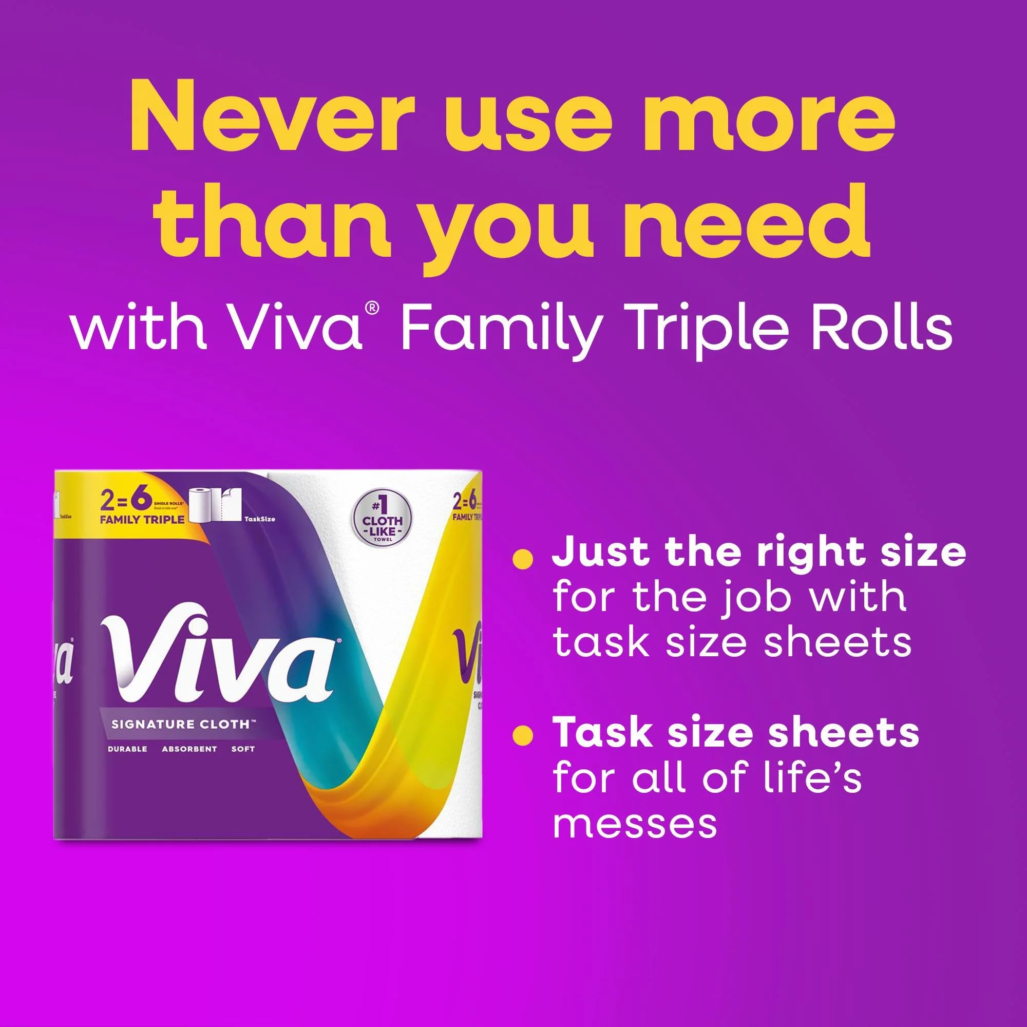 Viva Signature Cloth Paper Towels, Choose-A-Sheet Size, 3 Double Rolls, 86 Sheets per Roll (Packaging May Vary) - Image 9