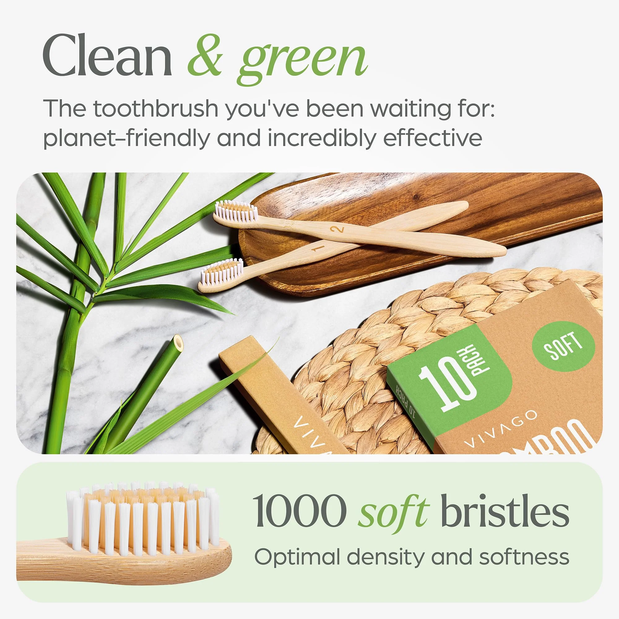 VIVAGO Bamboo Toothbrushes 30 Pack - BPA Free Soft Bristles Toothbrushes, Eco-Friendly, Natural Wooden Toothbrush - Image 2