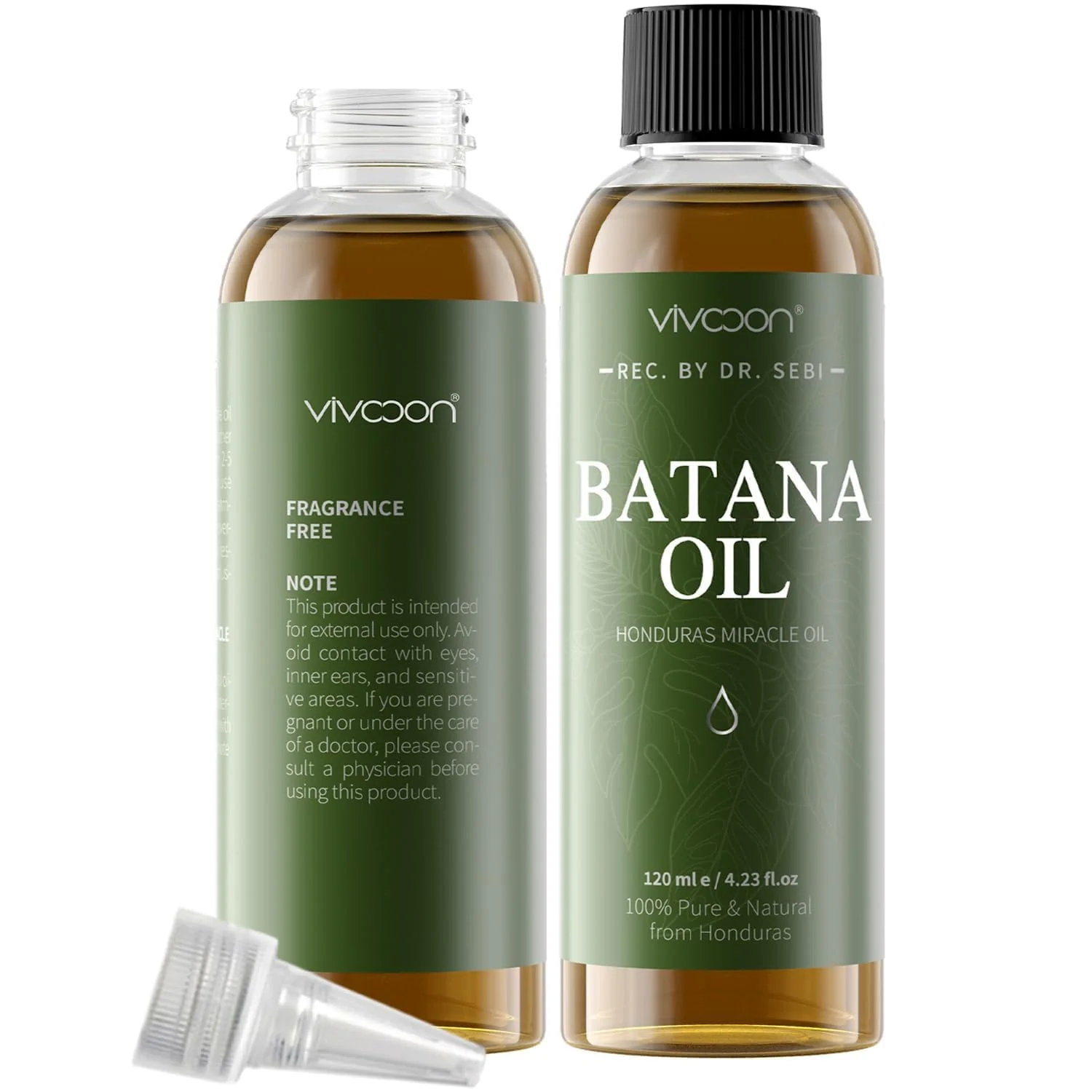 Vivccon Batana Oil for Hair Growth,100% Pure & Natural Raw Batana Oil, Dr. Sebi Organic from Honduras,Care for Hair Thickness,Scalp&Skin,4.23 fl oz,1 Bottle with 2 Caps - Image 2