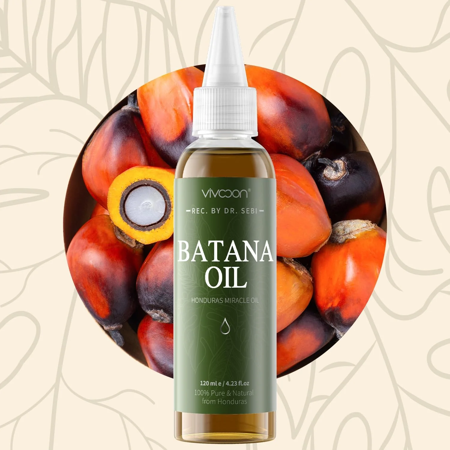 Vivccon Batana Oil for Hair Growth,100% Pure & Natural Raw Batana Oil, Dr. Sebi Organic from Honduras,Care for Hair Thickness,Scalp&Skin,4.23 fl oz,1 Bottle with 2 Caps - Image 9