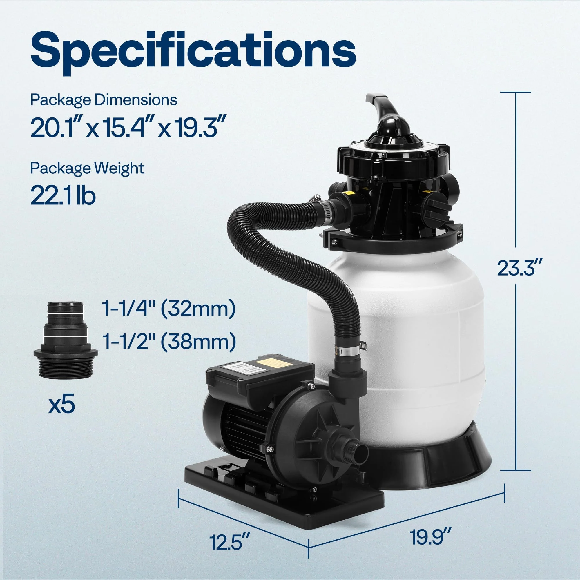 VIVOHOME 2087 GPH Sand Filter Pump for Above Ground Pools up to 4,600 Gallons, 7-Way Valve with 22 lb Sand Capacity, Heavy-Duty Rust-Resistant Housing - Image 3
