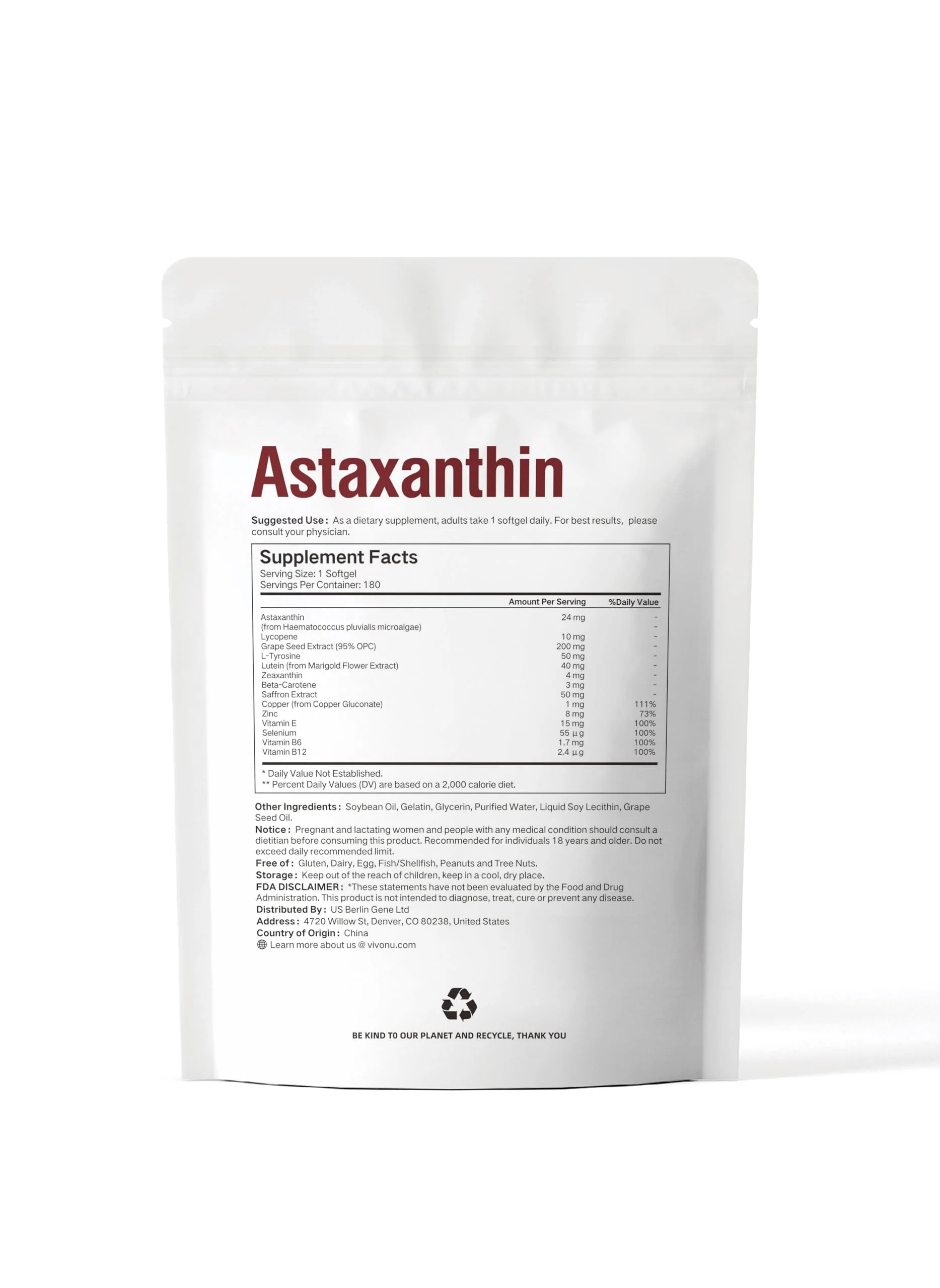 VivoNu 14-in-1 Astaxanthin 24mg & Lutein 40mg with Zeaxanthin Supplements, 24 Month Supply, 720 Softgels, 4 Bag - Image 2