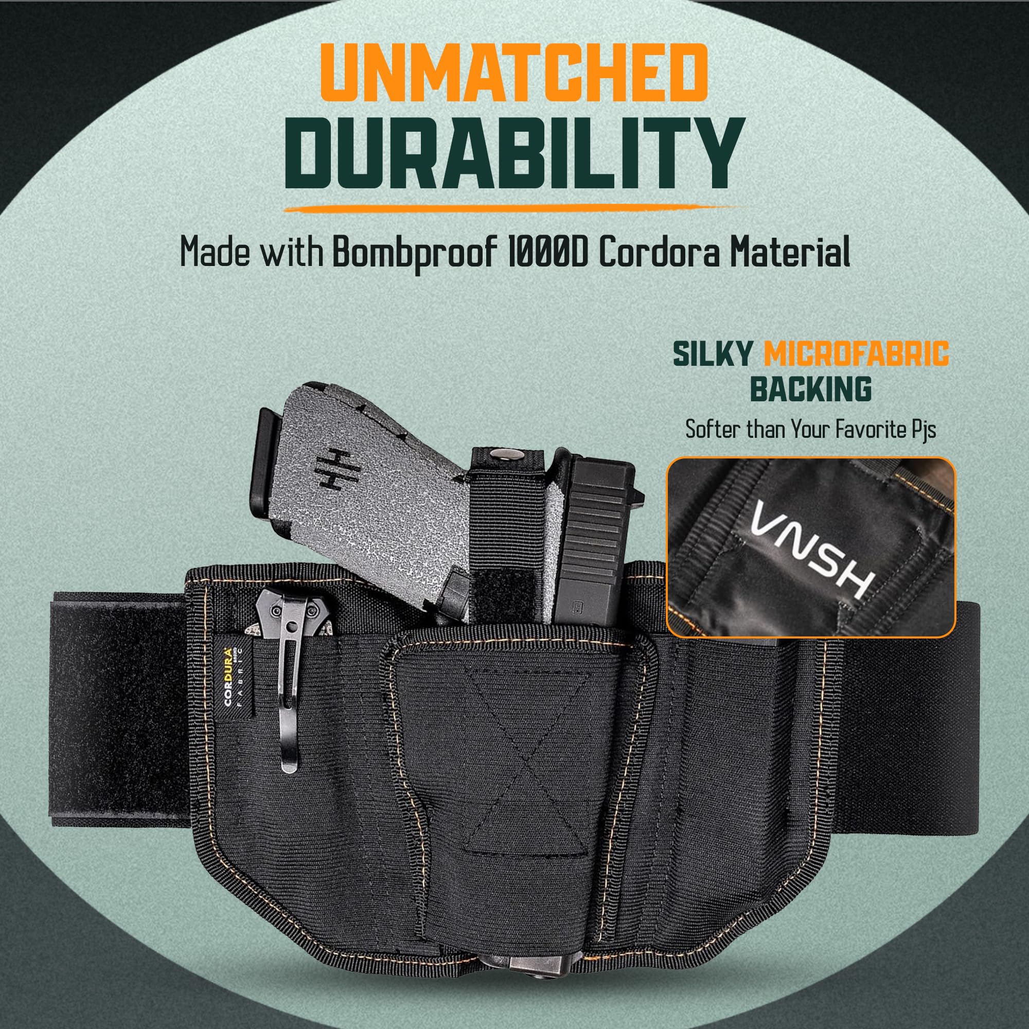VNSH Gun Holster for Women – Comfortable Waistband for Concealed Carry | IWB Belly Band with Built-in Double Mag Pouch
