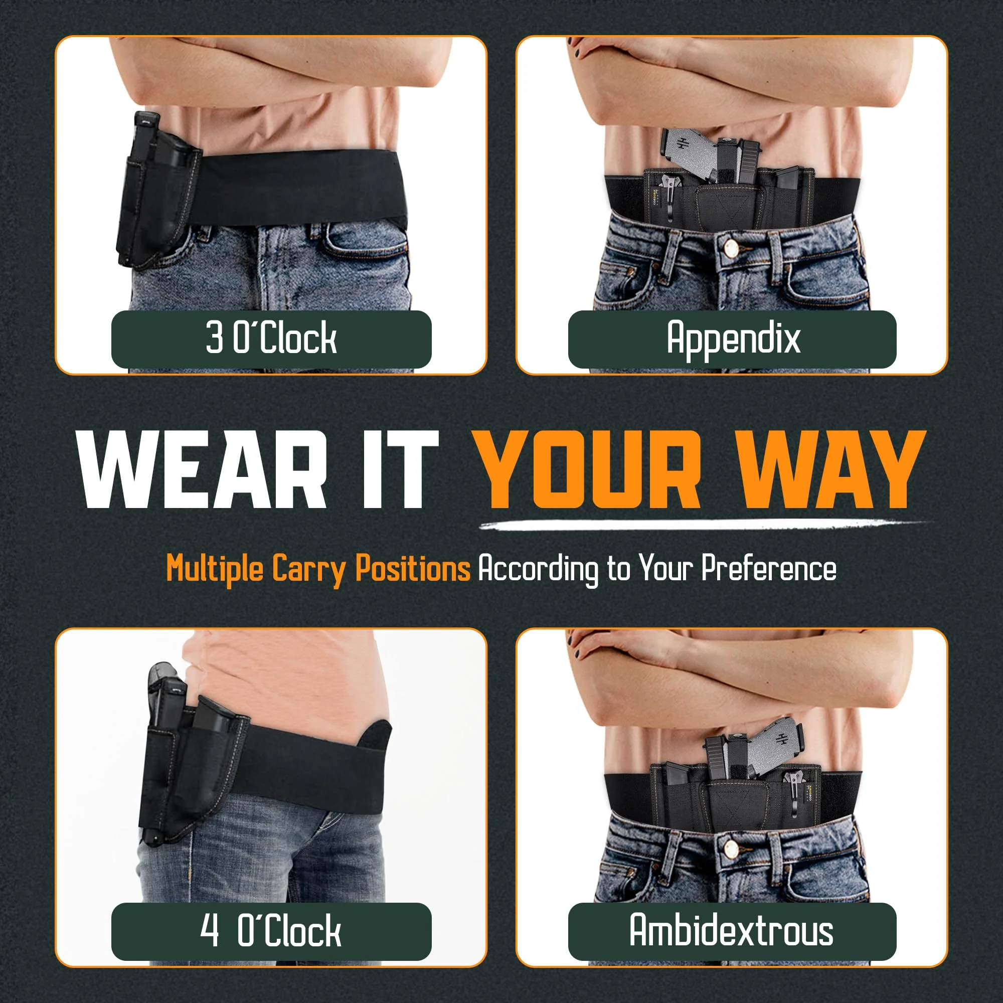 VNSH Gun Holster for Women – Comfortable Waistband for Concealed Carry | IWB Belly Band with Built-in Double Mag Pouch - Image 4