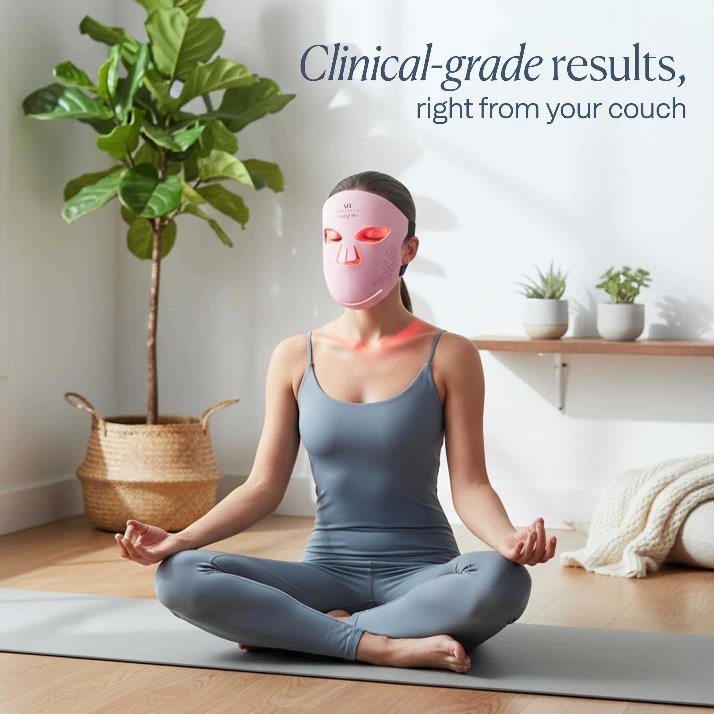 VogueNow LED Light Therapy Mask - FDA-Cleared Device for Wrinkles & Acne - Red Light Therapy for Face with Chin & Lip Coverage - Red, Blue & Near Infrared Facial Skincare Device with 280 LEDs - Image 3