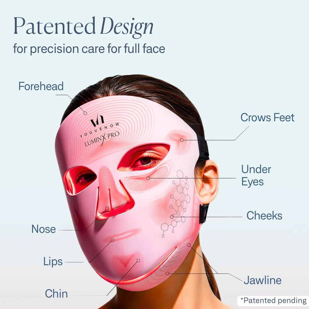 VogueNow LED Light Therapy Mask - FDA-Cleared Device for Wrinkles & Acne - Red Light Therapy for Face with Chin & Lip Coverage - Red, Blue & Near Infrared Facial Skincare Device with 280 LEDs - Image 6