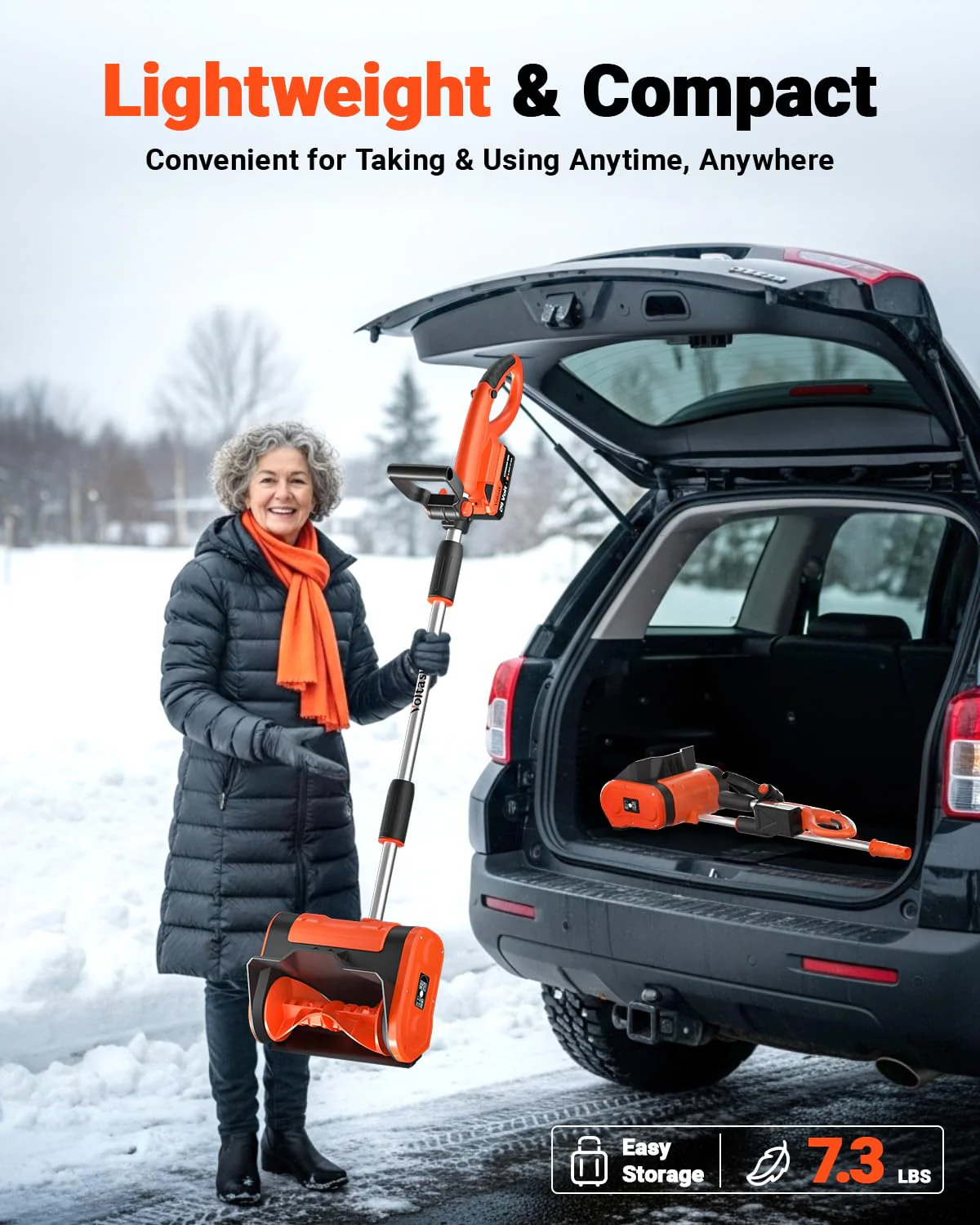VOLTASK Cordless Snow Shovel - 24V | 11-Inch | 4-Ah Cordless Snow Blower, Battery Snow Blower with Adjustable Front Handle (4-Ah Battery & Quick Charger Included) - Image 2