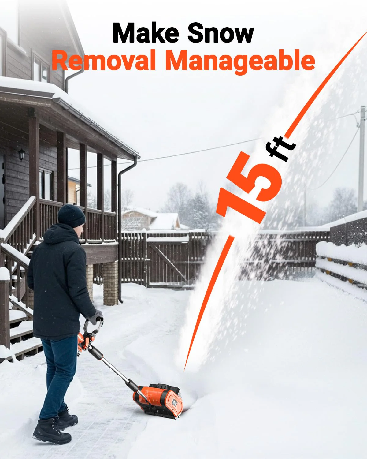 VOLTASK Cordless Snow Shovel - 24V | 11-Inch | 4-Ah Cordless Snow Blower, Battery Snow Blower with Adjustable Front Handle (4-Ah Battery & Quick Charger Included) - Image 7