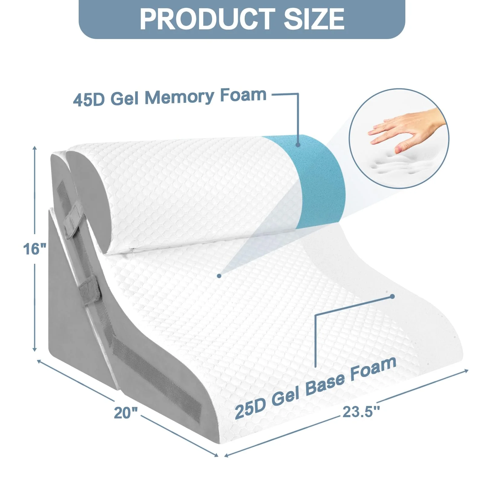 Vomiliku Wedge Pillow Headboard, Memory Foam Adjustable Bed Wedge Pillow Headboard for Acid Reflux, Snoring, Post Surgery Recovery and Back Pain Relief, Wedge Pillow for Sleep Apnea, Gray - Image 2