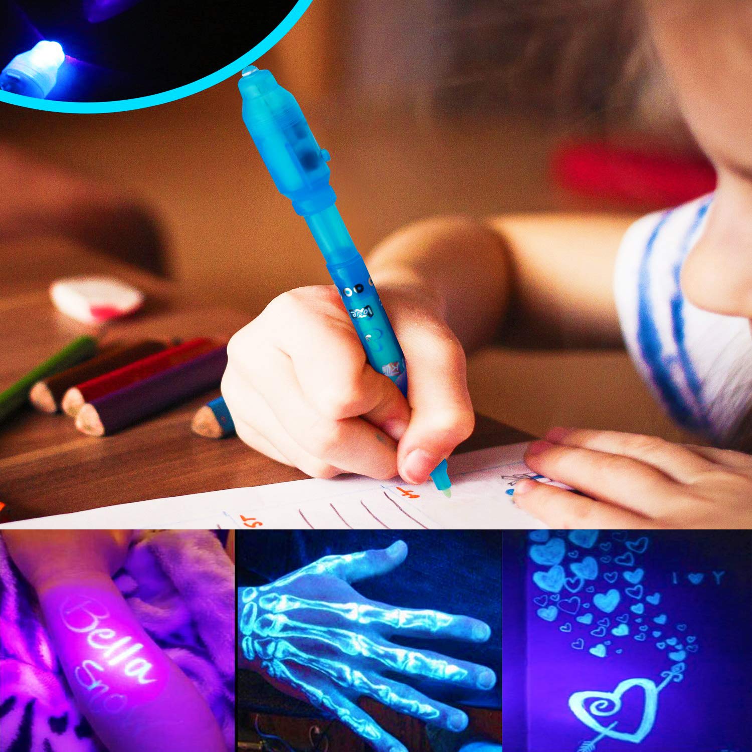 VOVRU Invisible Ink Pen 24Pcs Spy Pen with UV Light Magic Marker Kid Pens for Secret Message and Birthday Party,Writing Secret Message for Easter Day Halloween Christmas Party Bag Gift - Image 2
