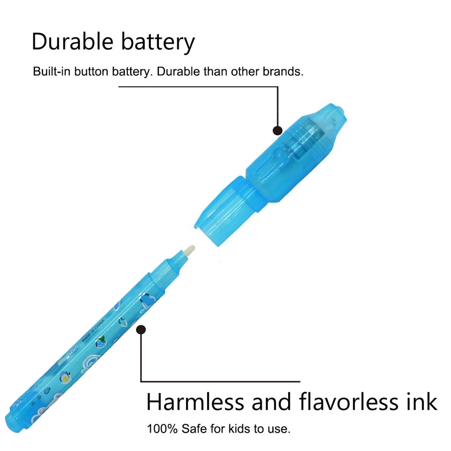 VOVRU Invisible Ink Pen 24Pcs Spy Pen with UV Light Magic Marker Kid Pens for Secret Message and Birthday Party,Writing Secret Message for Easter Day Halloween Christmas Party Bag Gift - Image 3