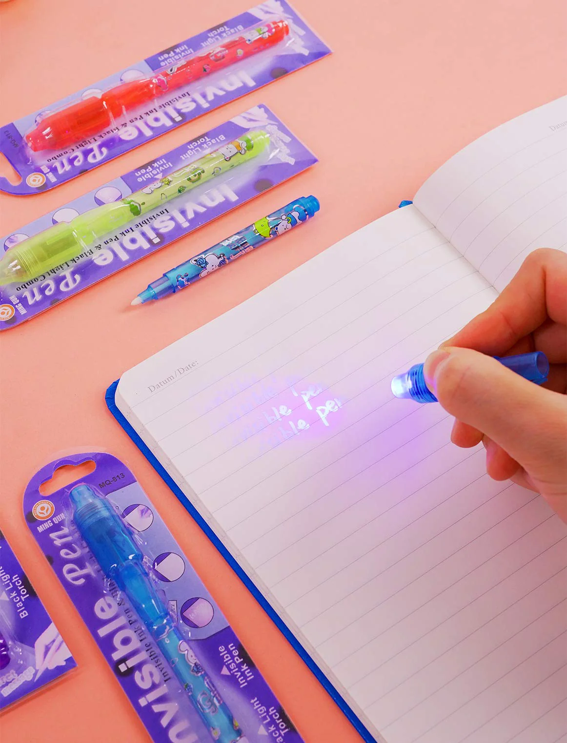 VOVRU Invisible Ink Pen 24Pcs Spy Pen with UV Light Magic Marker Kid Pens for Secret Message and Birthday Party,Writing Secret Message for Easter Day Halloween Christmas Party Bag Gift - Image 6