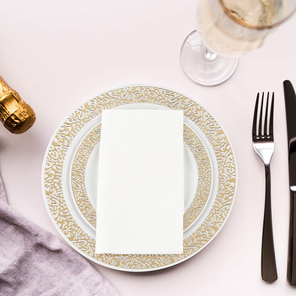 Vplus 400 Pack Premium Quality Guest Towels Disposable Dinner Napkins Soft, Absorbent, Party Napkins for Dinners or Catering Events，and Everyday Use (White, 400) - Image 3