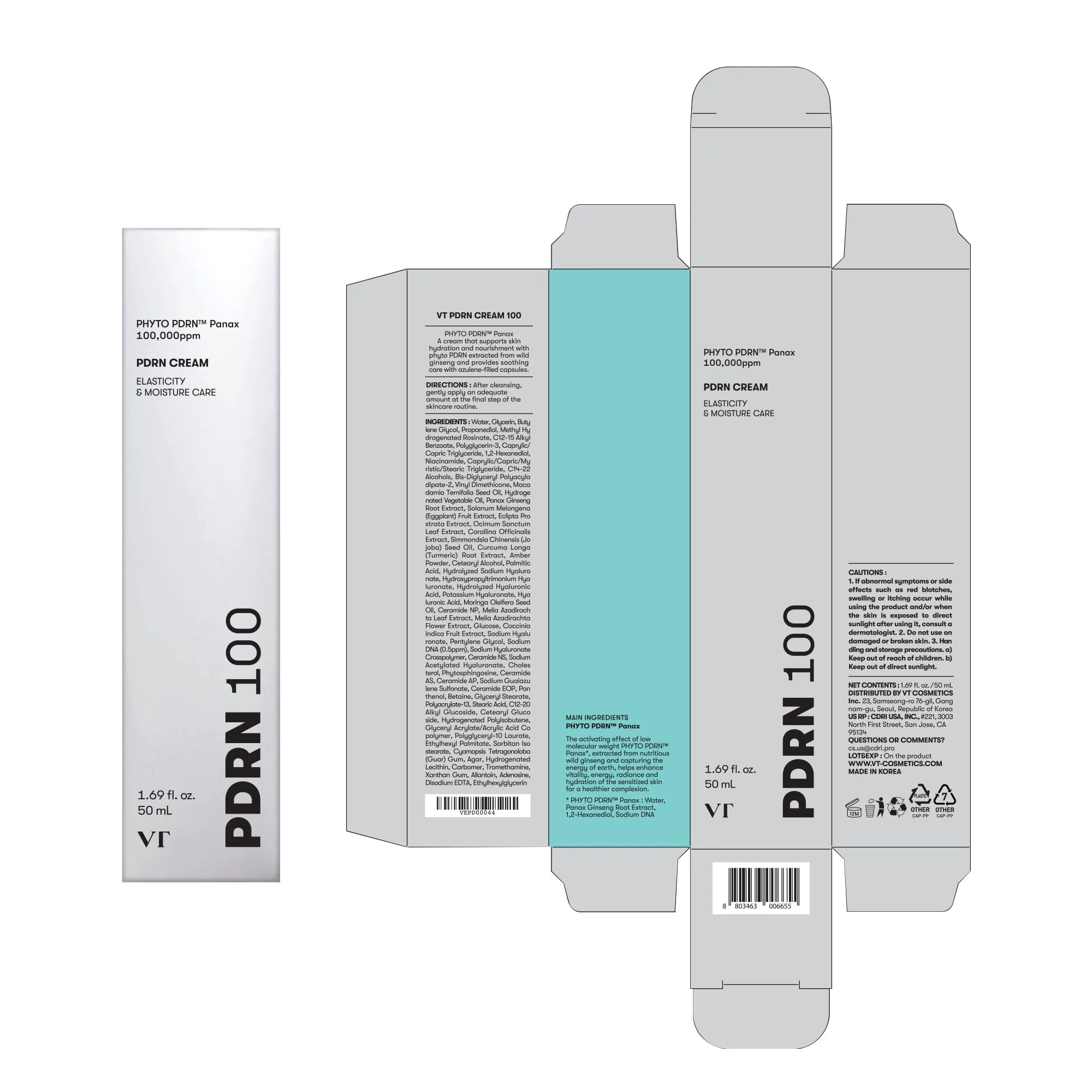 VT COSMETICS PDRN Cream 100, Nourishing & Restorative Moisturizer with 100,000 ppm Vegan PDRN, Lightweight Hydrating Cream for Glowy Glass Skin, Korean Skincare - Image 2