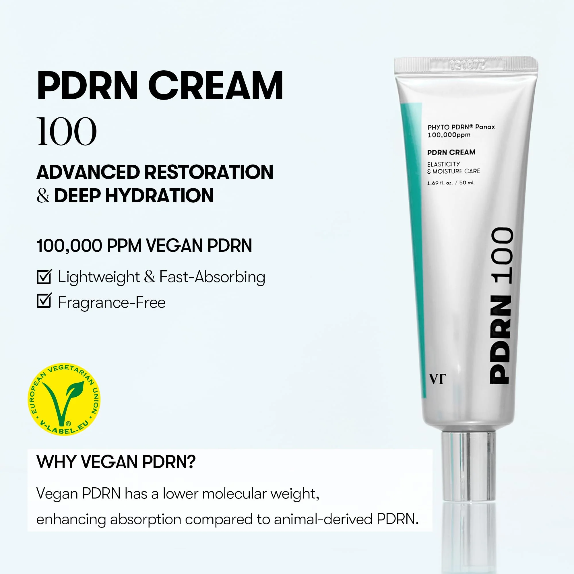 VT COSMETICS PDRN Cream 100, Nourishing & Restorative Moisturizer with 100,000 ppm Vegan PDRN, Lightweight Hydrating Cream for Glowy Glass Skin, Korean Skincare - Image 6