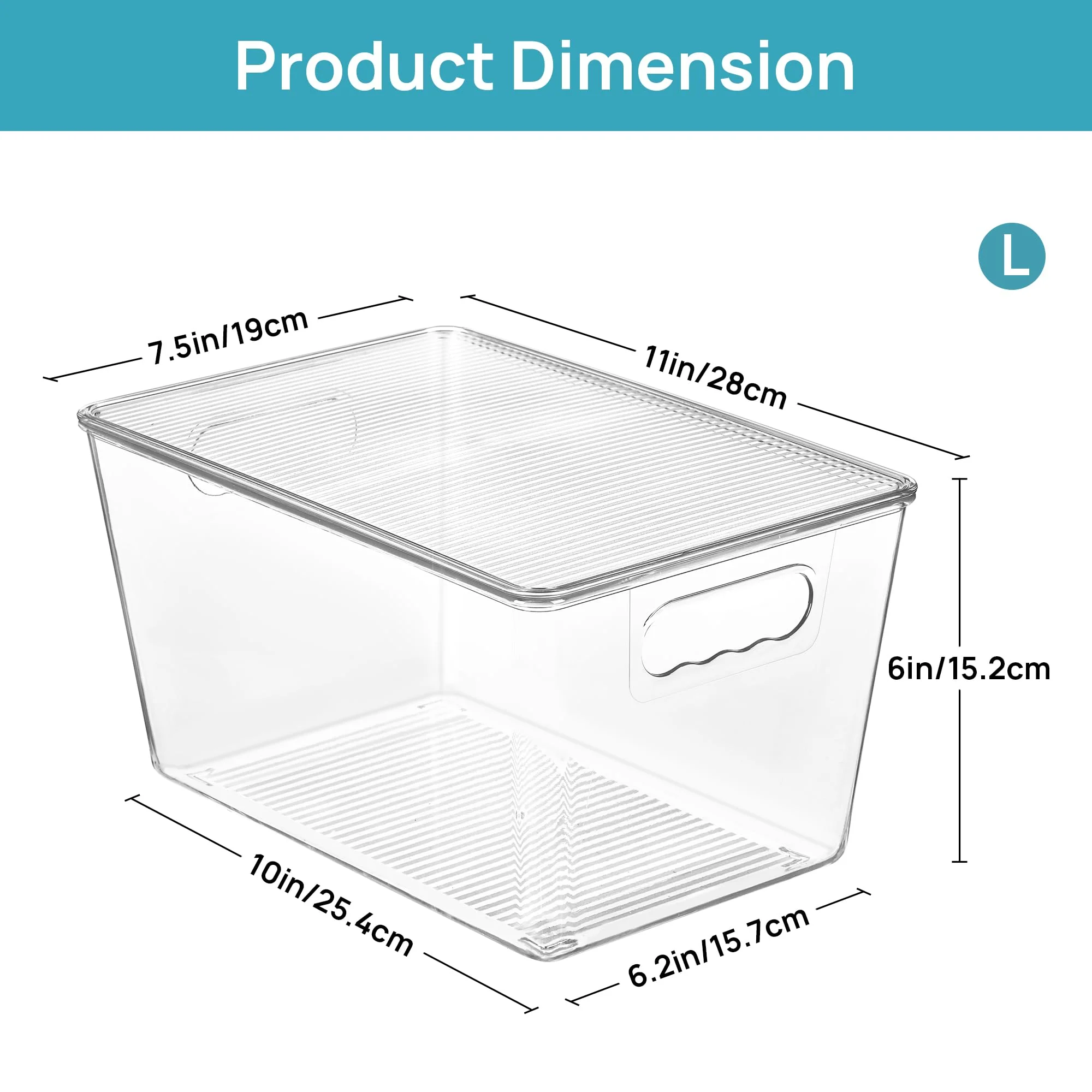 Vtopmart 6 Pack Clear Stackable Storage Bins with Lids, Large Plastic Containers with Handle for Pantry Organization and Storage,Perfect for Kitchen, Fridge, Cabinet, Bathroom Organizer - Image 2