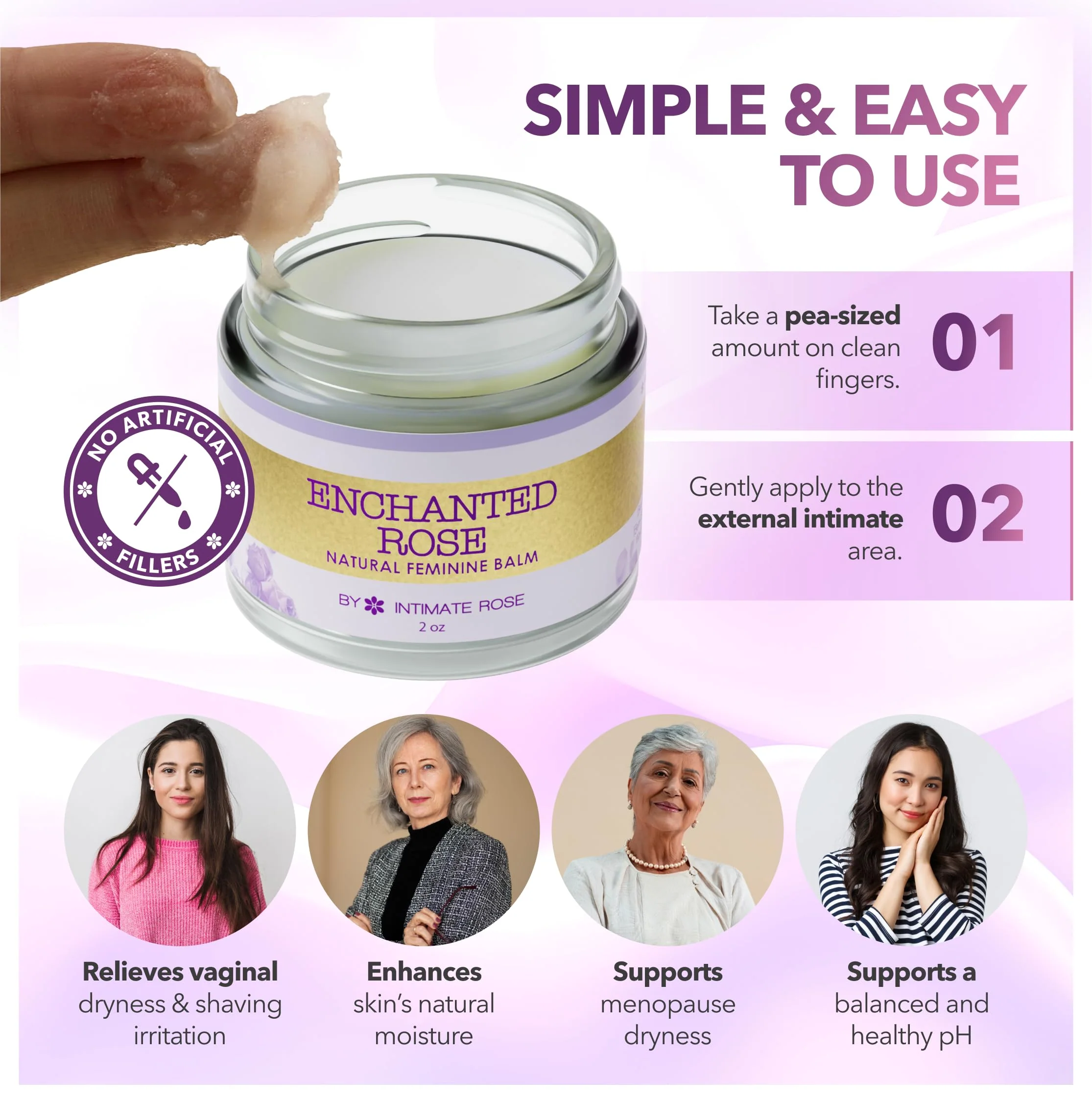Vulva Balm & Organic Vaginal Moisturizer for Women: Natural Vulva Moisturizer & Vulva Cream for Dryness on Intimate Skin - NON Estrogen Cream - Perfect for Menopause & Shaving Rash Relief - Image 5