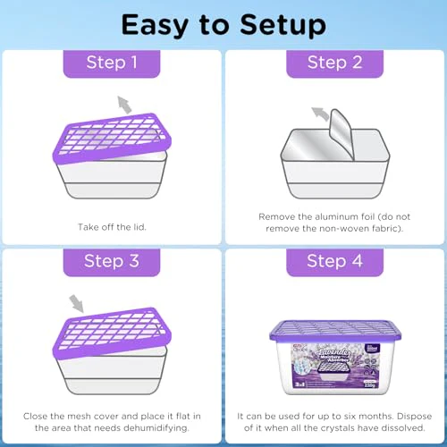 W&E Choice Moisture Absorbers with Lavender Scent, Portable Dehumidifier for Closet & Bathrooms, Kitchen, Humidity Absorber Odor Eliminator Absorber, 12Pack - Image 3