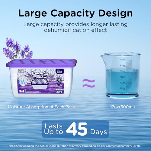 W&E Choice Moisture Absorbers with Lavender Scent, Portable Dehumidifier for Closet & Bathrooms, Kitchen, Humidity Absorber Odor Eliminator Absorber, 12Pack - Image 4