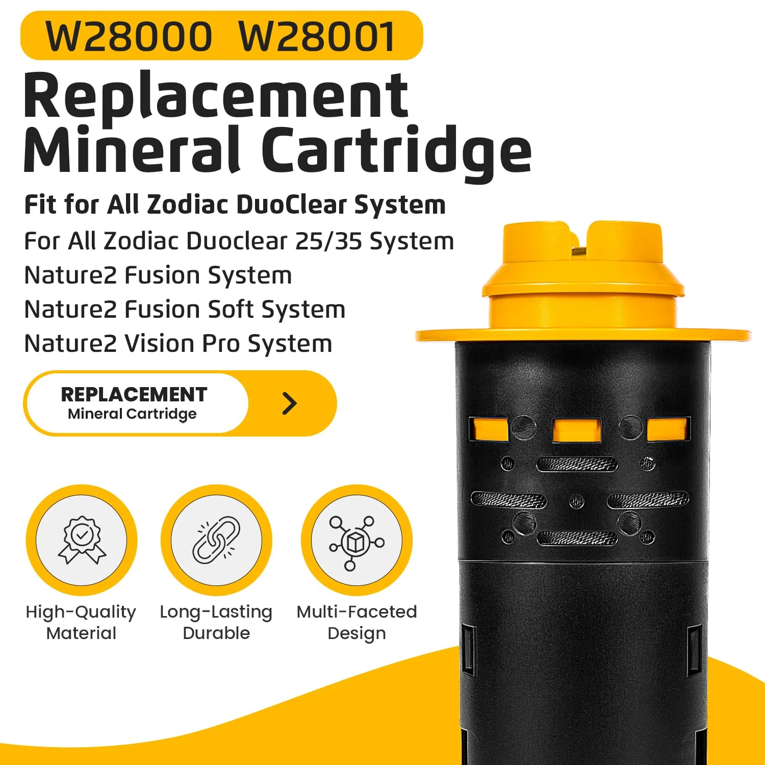 W28000 W28001 Replacement for Nature2 Duoclear 25 35 Mineral Cartridge for All Zodiac Duoclear & Fusion, Fusion Soft, Vision Pro System Aboveground Ingroud Pool Vessels for up to 35,000 Gallons Pool - Image 8