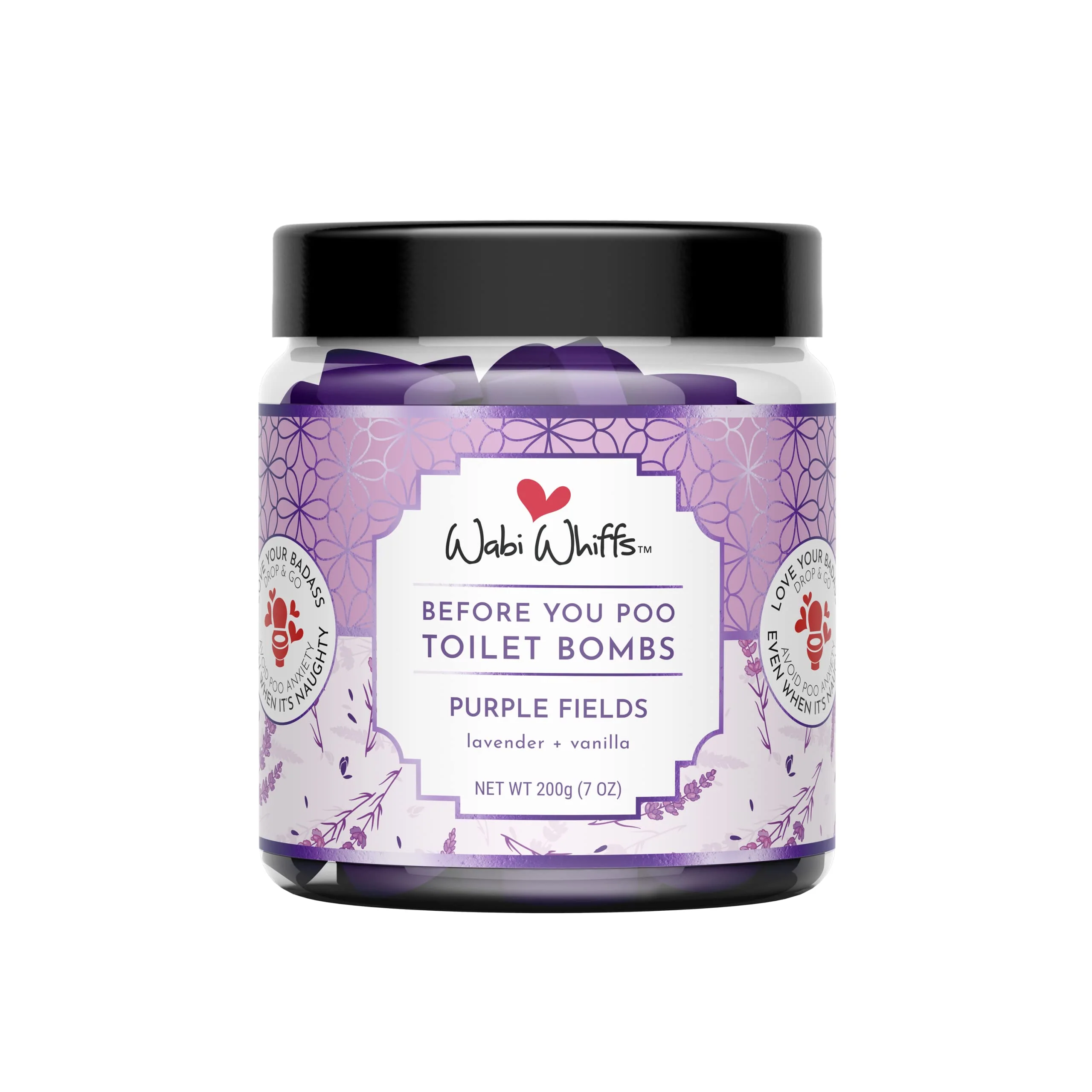 Wabi Whiffs Fizzing Toilet Bombs – Purple Fields | Natural Bathroom Deodorizer | Odor Eliminator Tablets For Freshness & Cleanliness | Eco-Friendly Septic Safe Tablets | 60 Count |