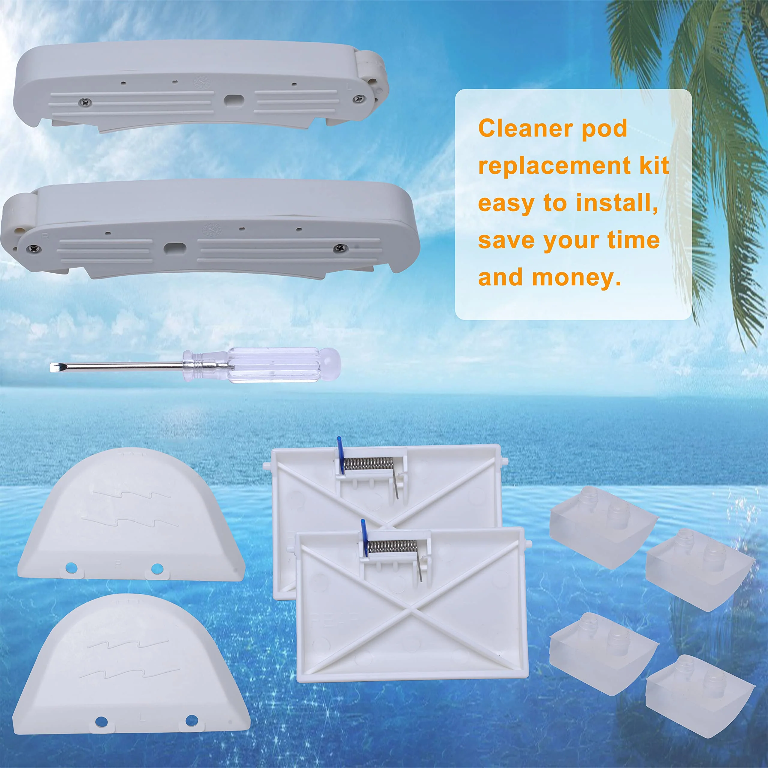 Wadoy AXV417WHP Pool Cleaner Kit Compatible with Hayward Navigator Pool Vac Ultra Pool Cleaners with AXV604WHP Front and Rear Bezels, AXV434WHP Flap, AXV414P Pod Shoes - Image 2
