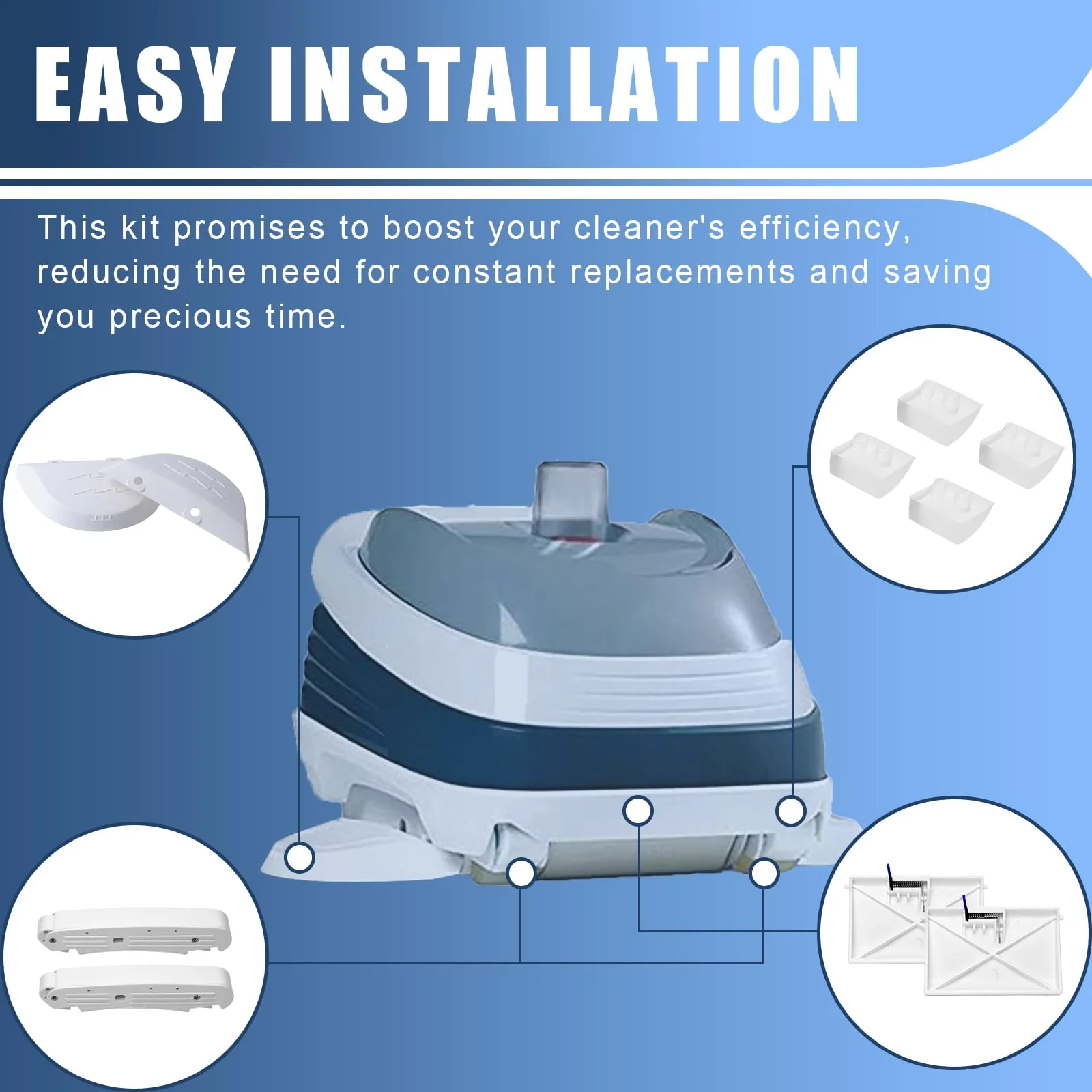 Wadoy AXV417WHP Pool Cleaner Kit Compatible with Hayward Navigator Pool Vac Ultra Pool Cleaners with AXV604WHP Front and Rear Bezels, AXV434WHP Flap, AXV414P Pod Shoes - Image 4