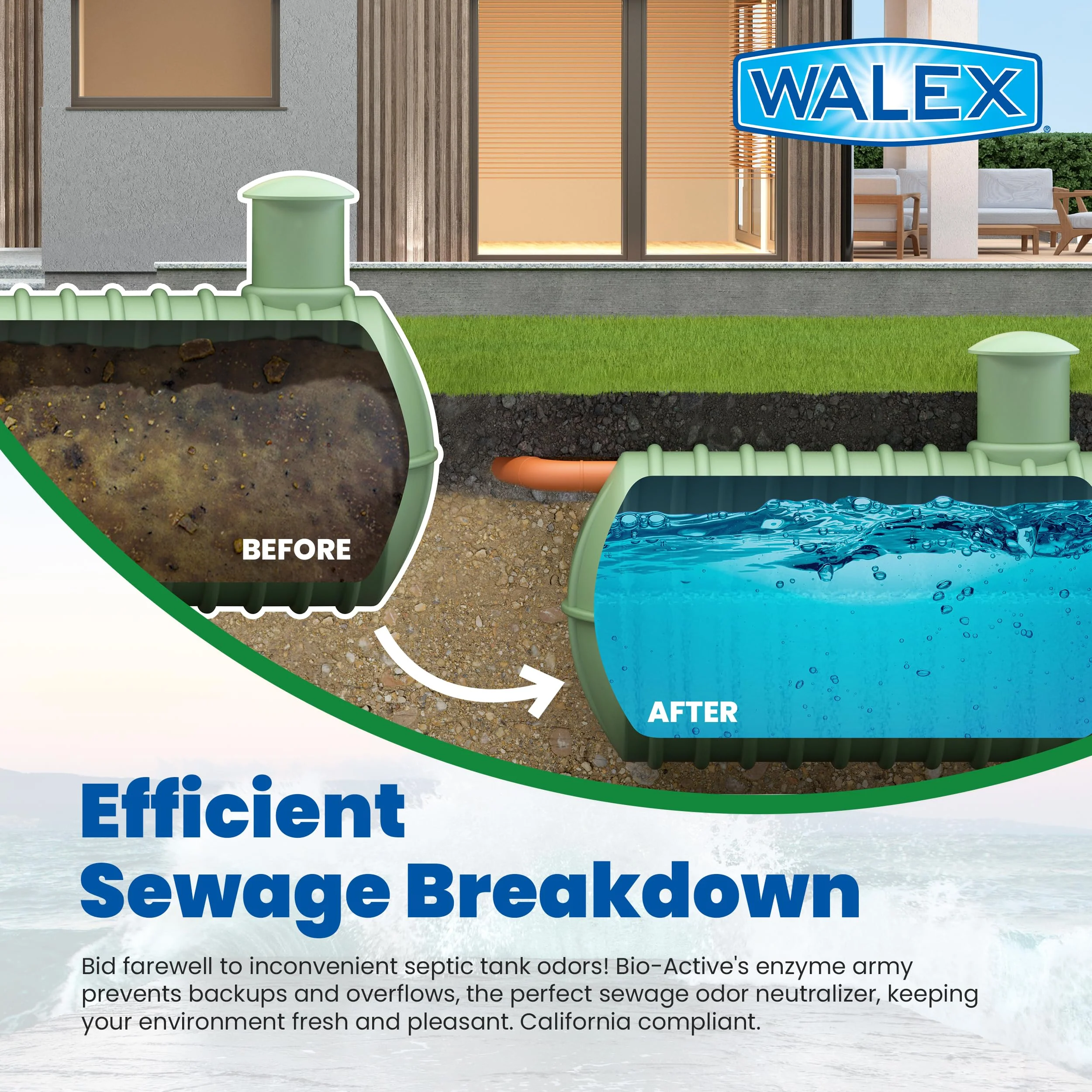 Walex Bio-Active Home Septic Tank Treatment - Strong Digestive Power with Beneficial Bacteria & Enzymes for Liquefying Solids & Breaking Down Waste, Odor Neutralizer -1 Year Supply, 12 Packets - Image 3