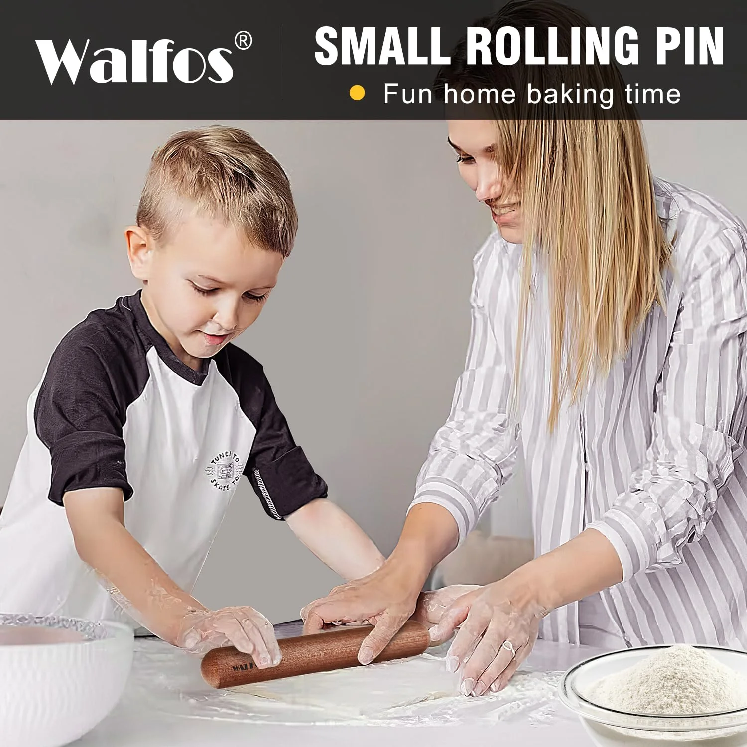 Walfos French Rolling Pin Set - Natural Wooden Rolling Pins (8inch, 15.7inch), Baking Dough Roller for Pizza, Pie, Pasta, Bread, Pastry, No Coating - Image 3