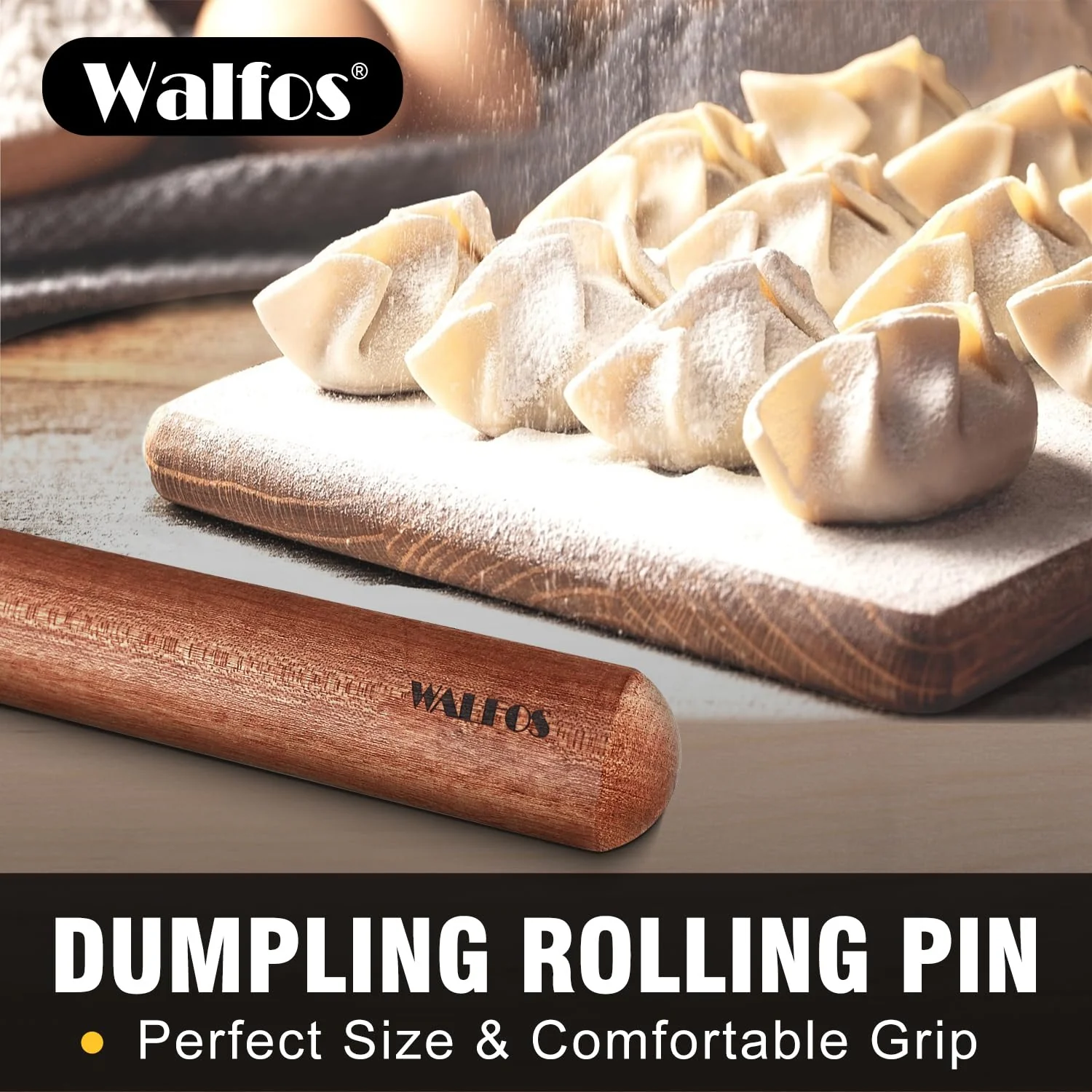 Walfos French Rolling Pin Set - Natural Wooden Rolling Pins (8inch, 15.7inch), Baking Dough Roller for Pizza, Pie, Pasta, Bread, Pastry, No Coating - Image 4