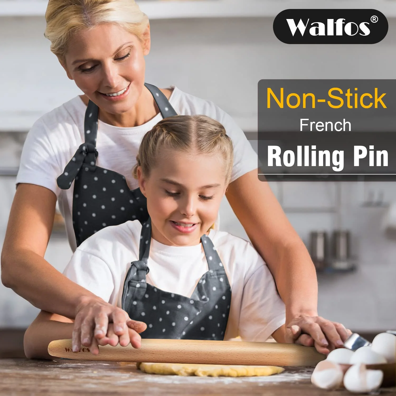 Walfos French Rolling Pin Set - Natural Wooden Rolling Pins (8inch, 15.7inch) With Non-stick Silicone Fiber Pastry Mat, Baking Dough Roller for Pizza, Pie, Pasta, Bread, Pastry - Image 6