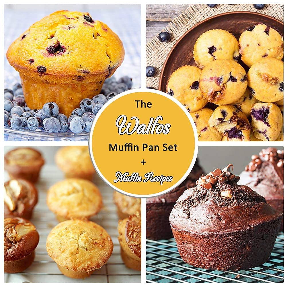 Walfos Silicone Muffin Pan - Cupcake Pans Set of 3, Including 24 Cups Mini Muffin Pans, 12 Cups Regular & 6 Cups Jumbo Muffin Pan, Pop Out Easily - BPA Free & Dishwasher Safe - Image 4