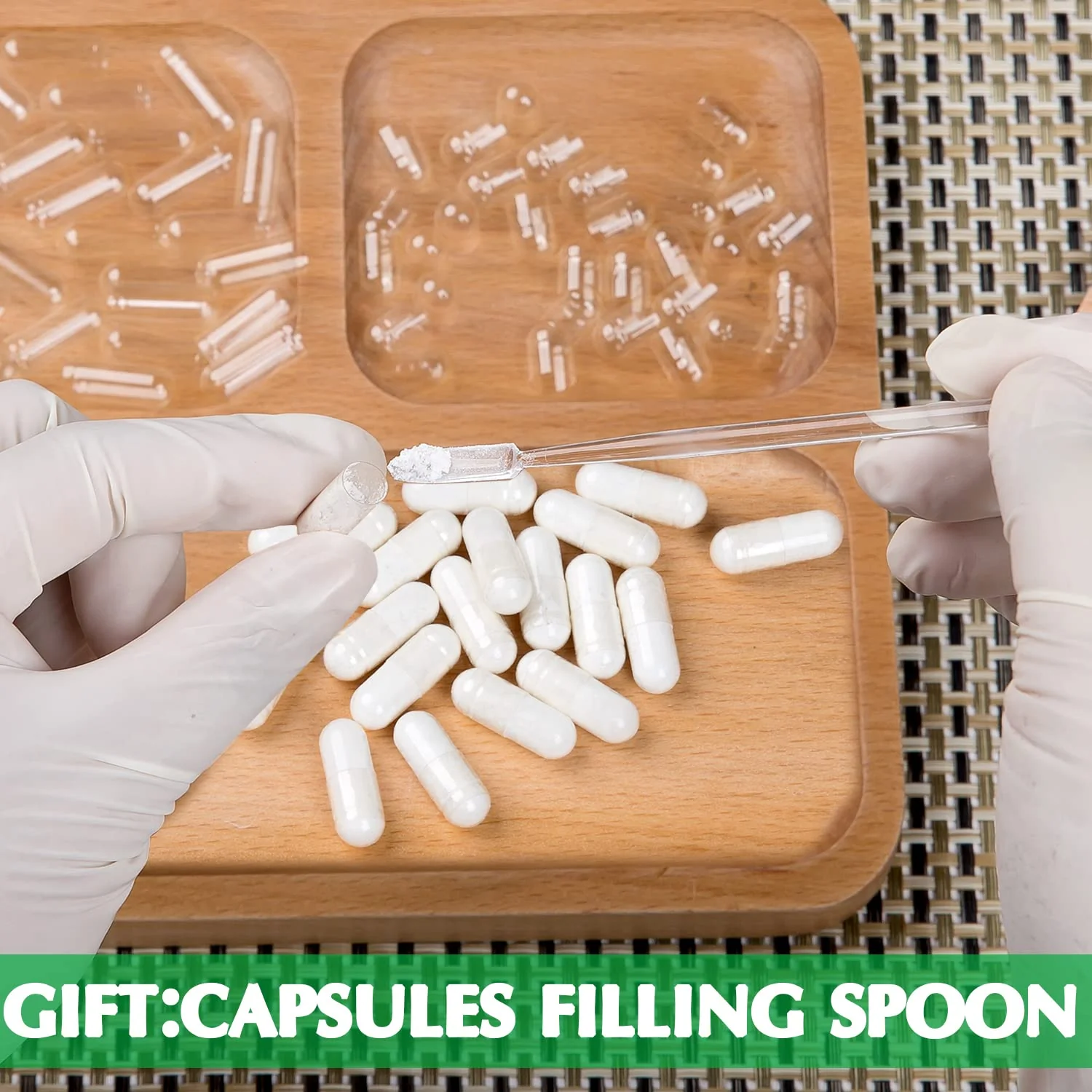wananfu Size 00 Empty Capsules Vegetarian (1000 Count) Bundle with Micro Lab Spoon, Clear Fillable Veggie Pill Capsules 00 for Making Your Own Supplements - Image 6