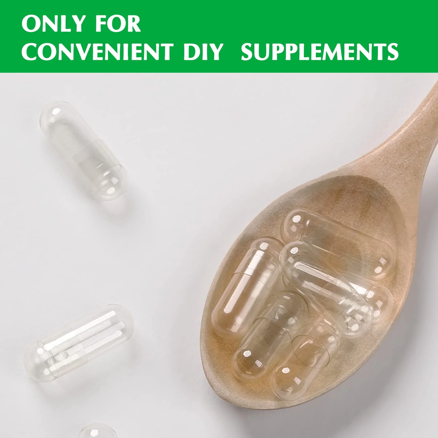 wananfu Size 00 Empty Capsules Vegetarian (1000 Count) Bundle with Micro Lab Spoon, Clear Fillable Veggie Pill Capsules 00 for Making Your Own Supplements - Image 7