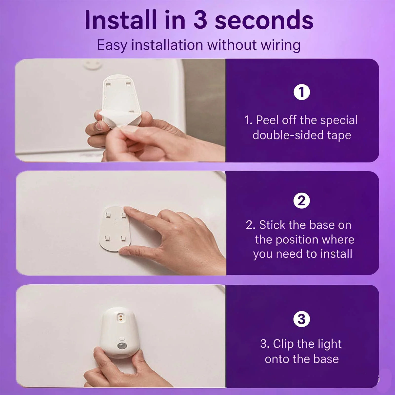 wantract Purivio Self Cleaning UV Toilet Sanitizer Light, Motion-Activated, Rechargeable, Night Light, Adhesive-Mounted for Shared Bathrooms, For Elderly & Pet (1pcs) - Image 4