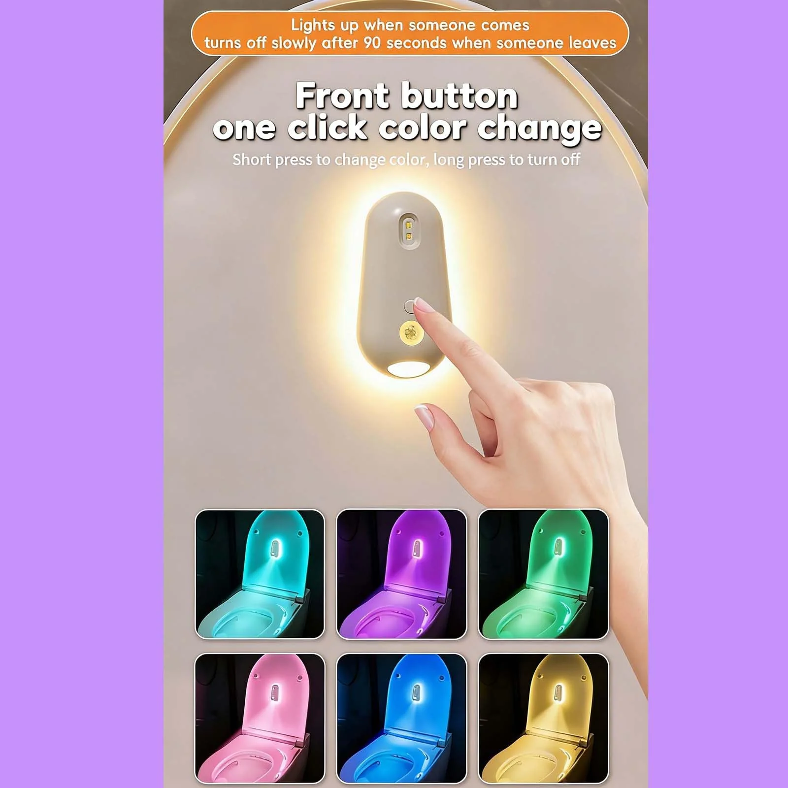 wantract Purivio Self Cleaning UV Toilet Sanitizer Light, Motion-Activated, Rechargeable, Night Light, Adhesive-Mounted for Shared Bathrooms, For Elderly & Pet (1pcs) - Image 5