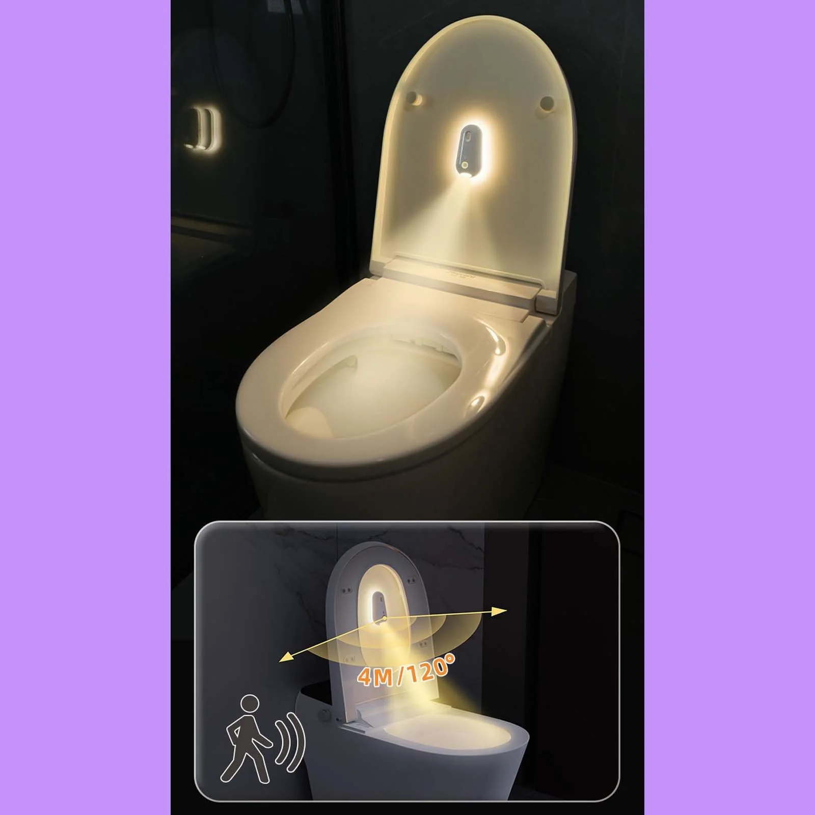 wantract Purivio Self Cleaning UV Toilet Sanitizer Light, Motion-Activated, Rechargeable, Night Light, Adhesive-Mounted for Shared Bathrooms, For Elderly & Pet (1pcs) - Image 7