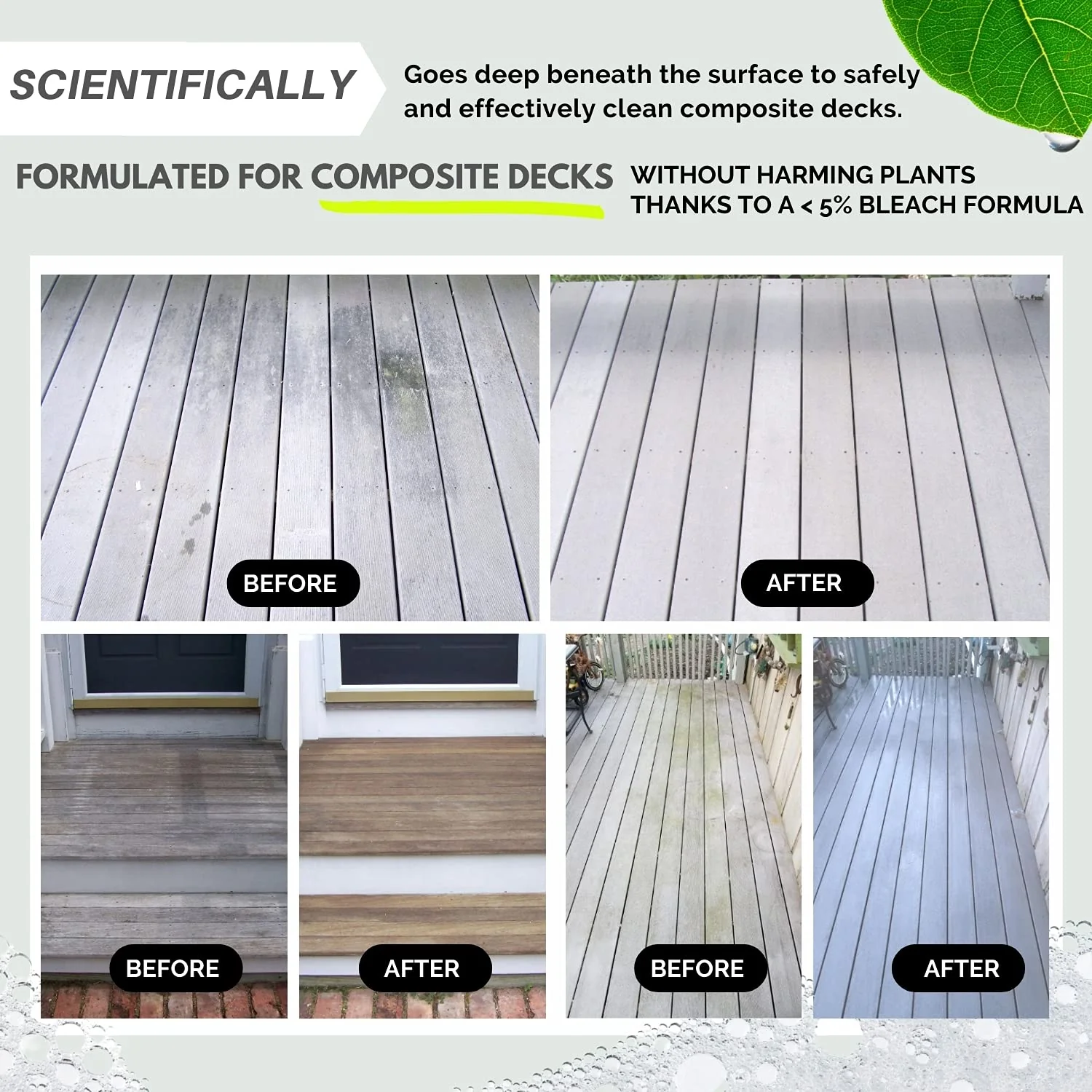 Wash Safe™ SPRAY & CLEAN Commercial-Strength Composite Deck Cleaner | Remove Black Stains | Cleans Up to 1,500 sq. ft. | Deep Set Cleaning, 1 Gal. - Image 6