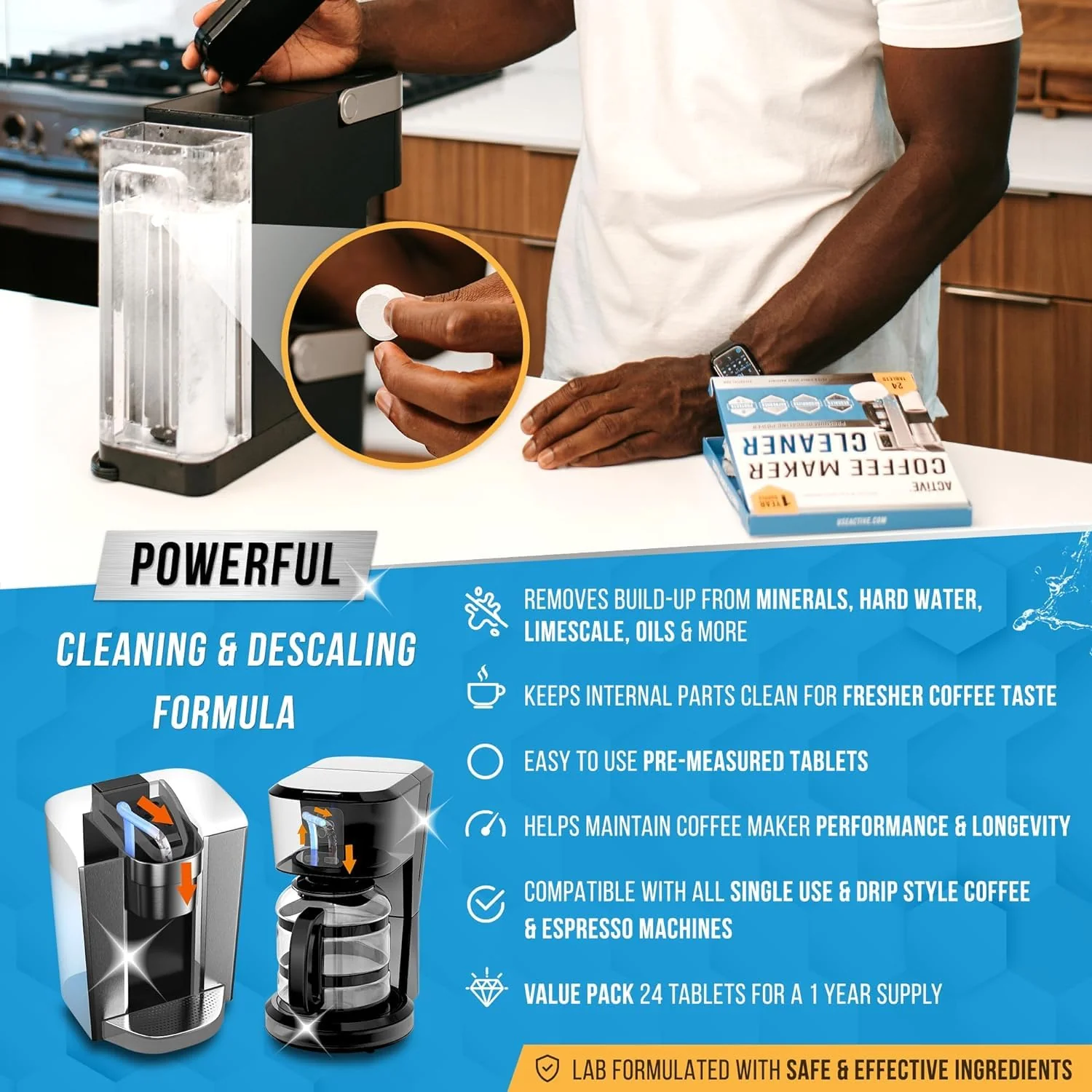 Washer Dishwasher Disposal & Coffee Cleaner Tablets - 96 Tabs Includes ACTIVE Washing Machine Cleaner, Dishwasher, Disposer, Coffee Maker Descale Tabs - Deep Clean & Refresh Appliance - 1 Year Supply - Image 5