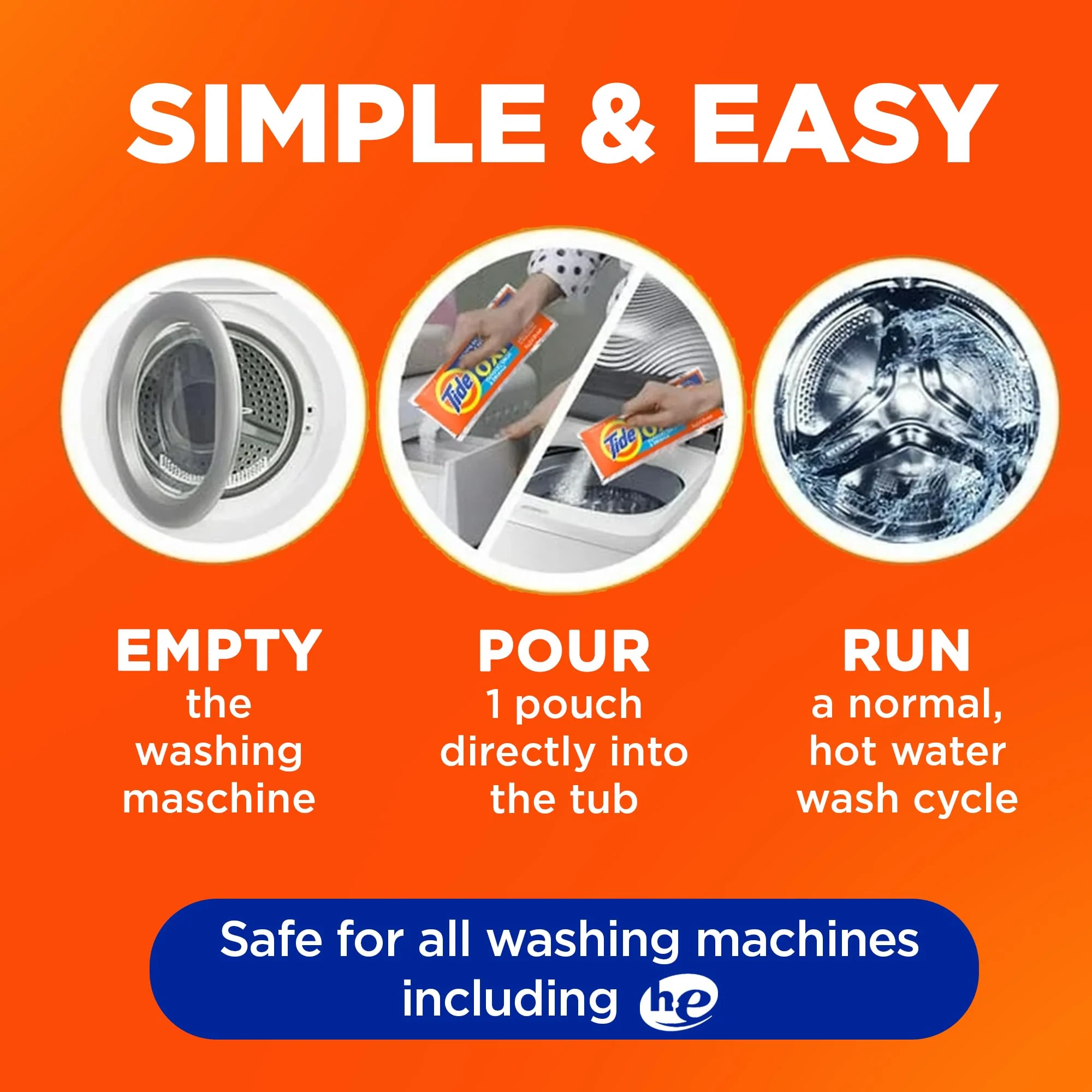 Washing Machine Cleaner by Tide, Washer Machine Cleaner with Oxi for Front and Top Loader Washer Machines, Deep Cleaning Residue & Odor Eliminator, 21 Month Supply - Image 6