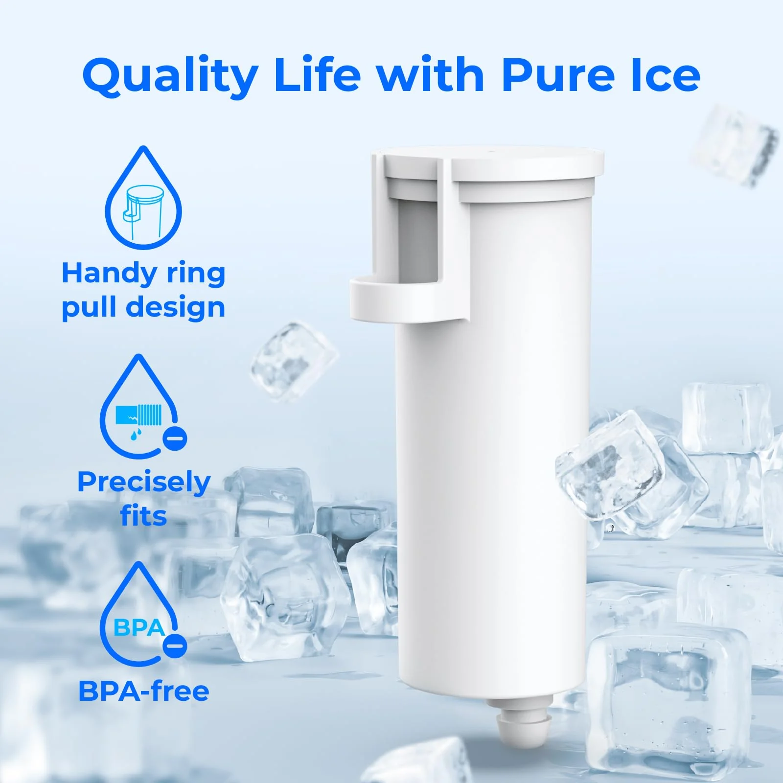 Waterdrop Replacement for GE® Profile Opal Nugget Ice Maker Water Filter, P4INKFILTR, with Ring Pull, NSF 42&372 Certified, BPA-Free, 3 Counts - Image 3