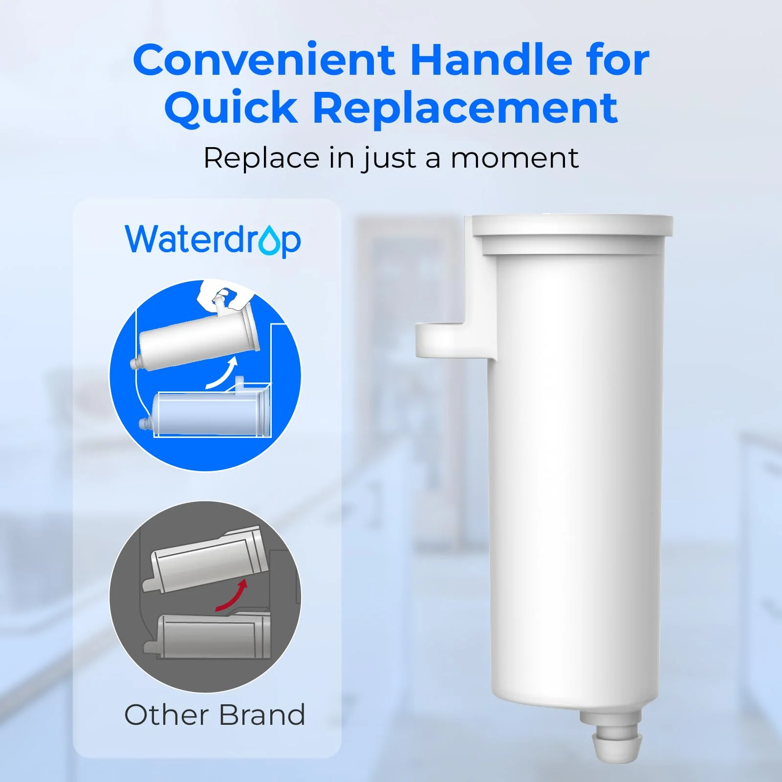 Waterdrop Replacement for GE® Profile Opal Nugget Ice Maker Water Filter, P4INKFILTR, with Ring Pull, NSF 42&372 Certified, BPA-Free, 3 Counts - Image 5