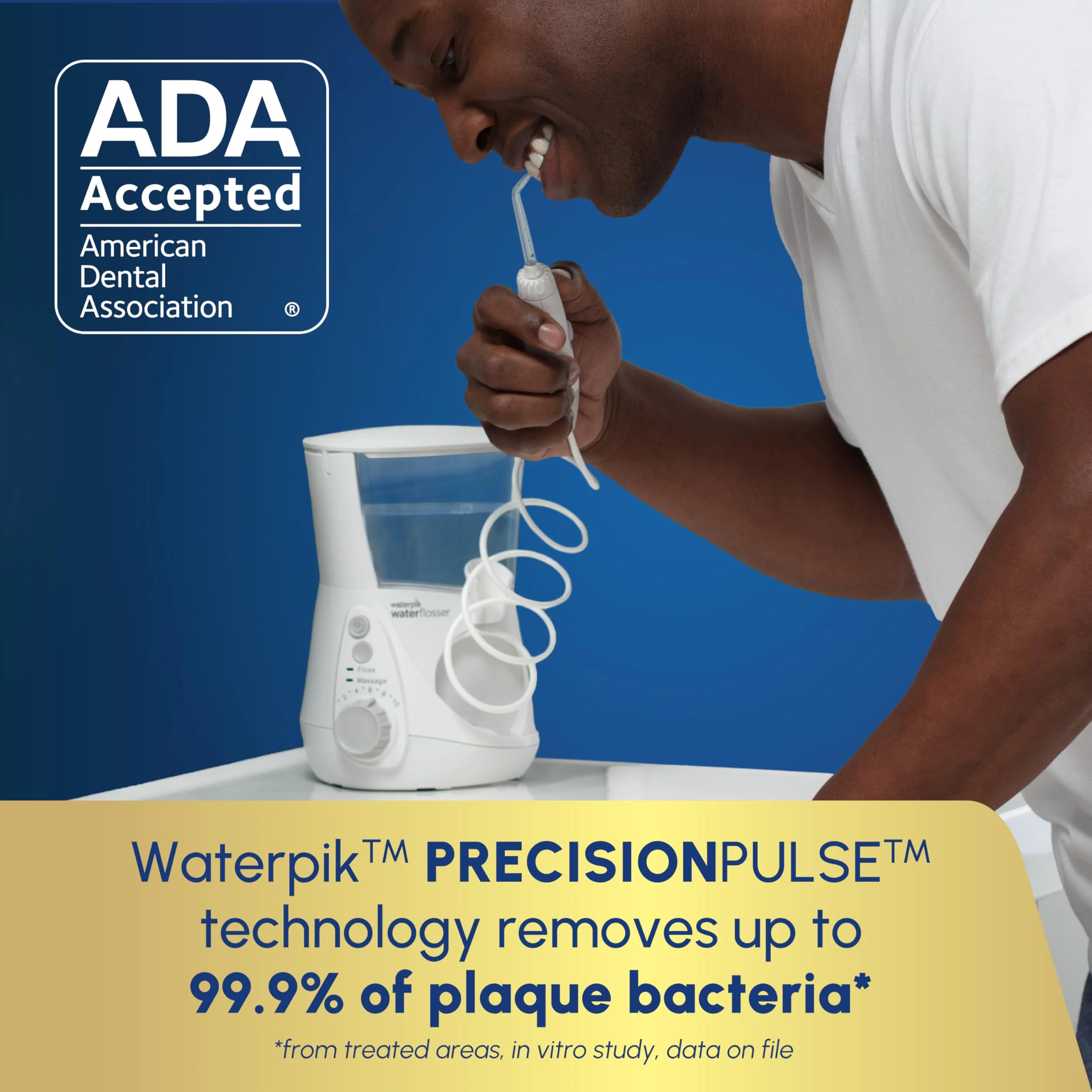 Waterpik Aquarius Water Flosser For Teeth Cleaning, Gums, Braces, Dental Care, Electric Power With 10 Settings, 7 Tips For Multiple Users And Needs, ADA Accepted, White WP-660, Packaging May Vary - Image 4
