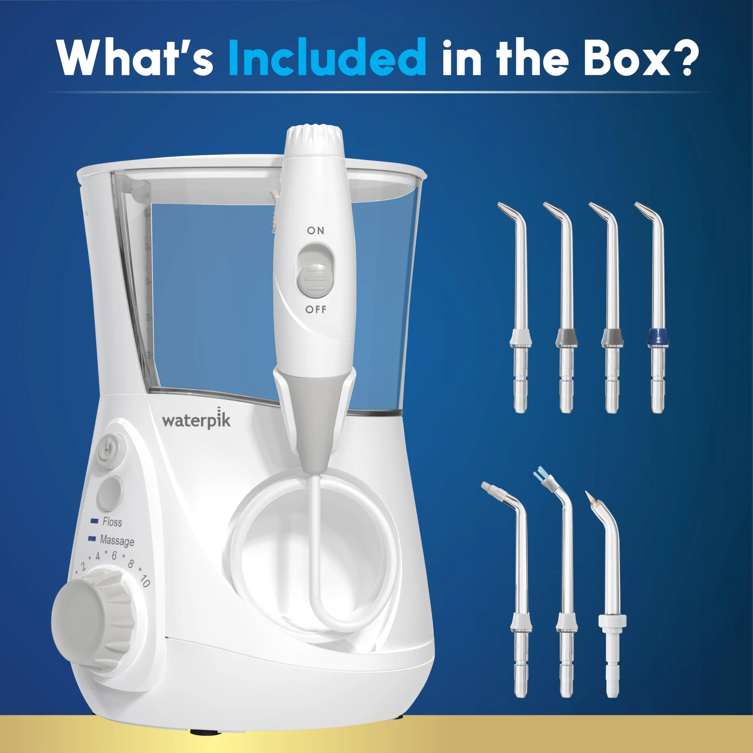 Waterpik Aquarius Water Flosser For Teeth Cleaning, Gums, Braces, Dental Care, Electric Power With 10 Settings, 7 Tips For Multiple Users And Needs, ADA Accepted, White WP-660, Packaging May Vary - Image 5